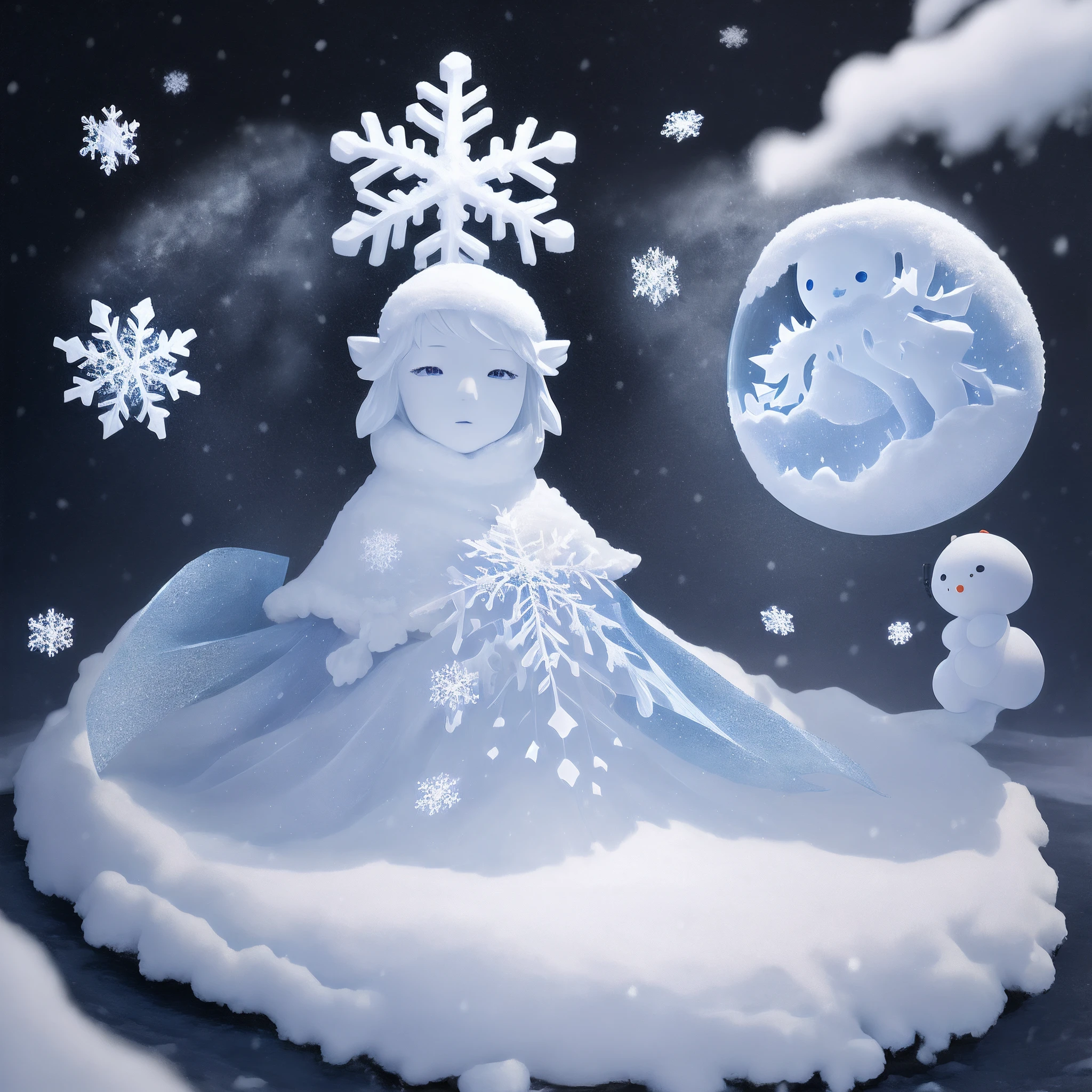 Snow Spirit、Snowflake on background、Transparency、​masterpiece、Realisticity、