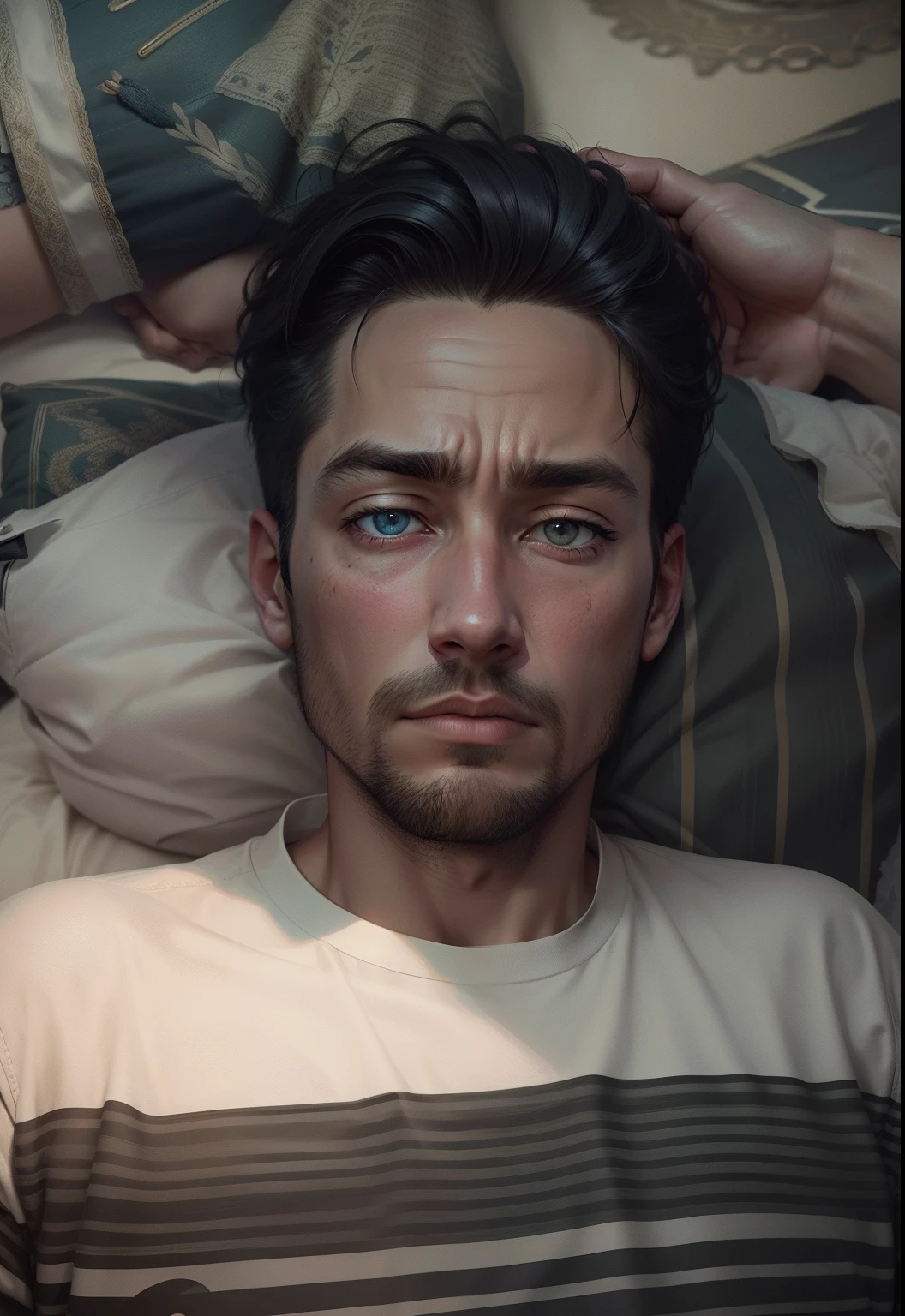 This photo makes a stylish sad boy and realistic suitable face.4k ultra.