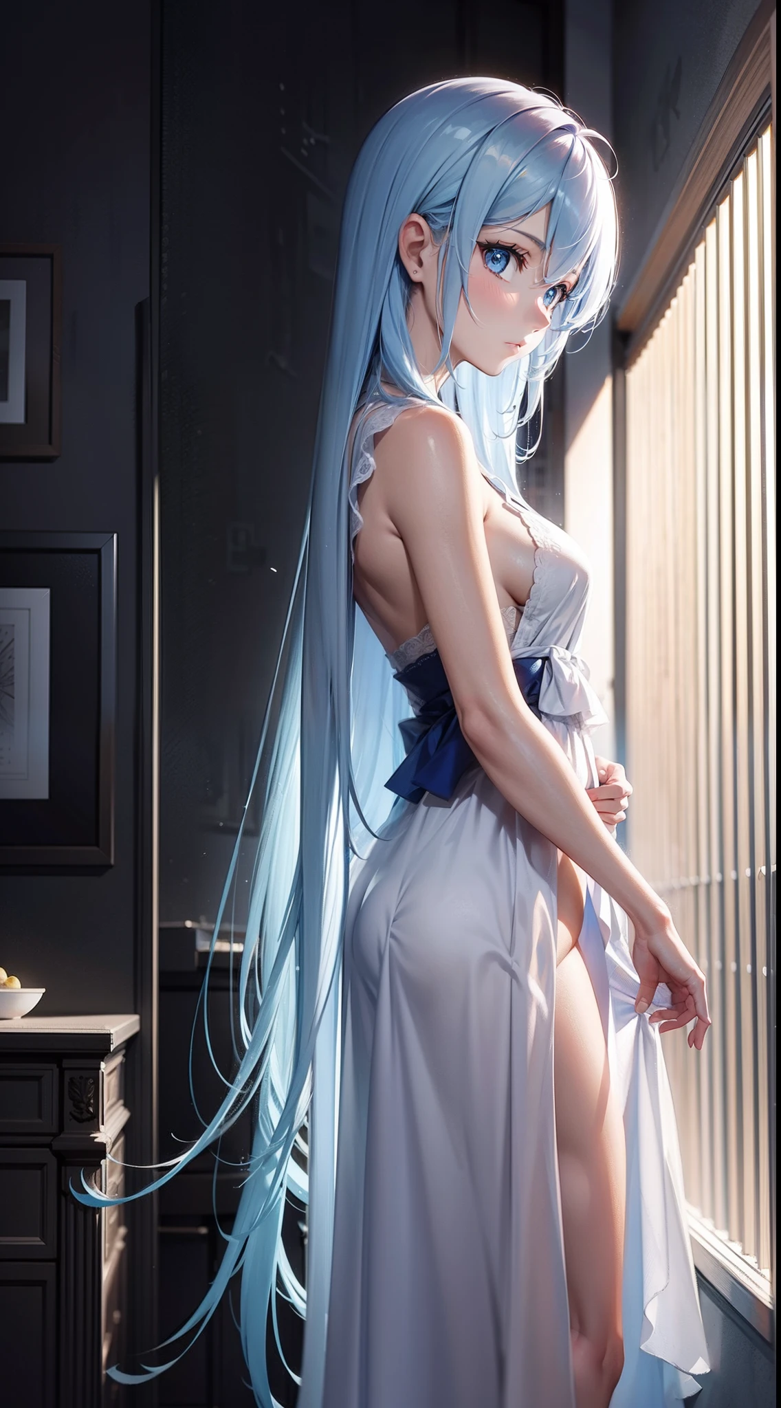 blueprint, sketch, 1girl, long hair, concept art, 2 sides, front, side,