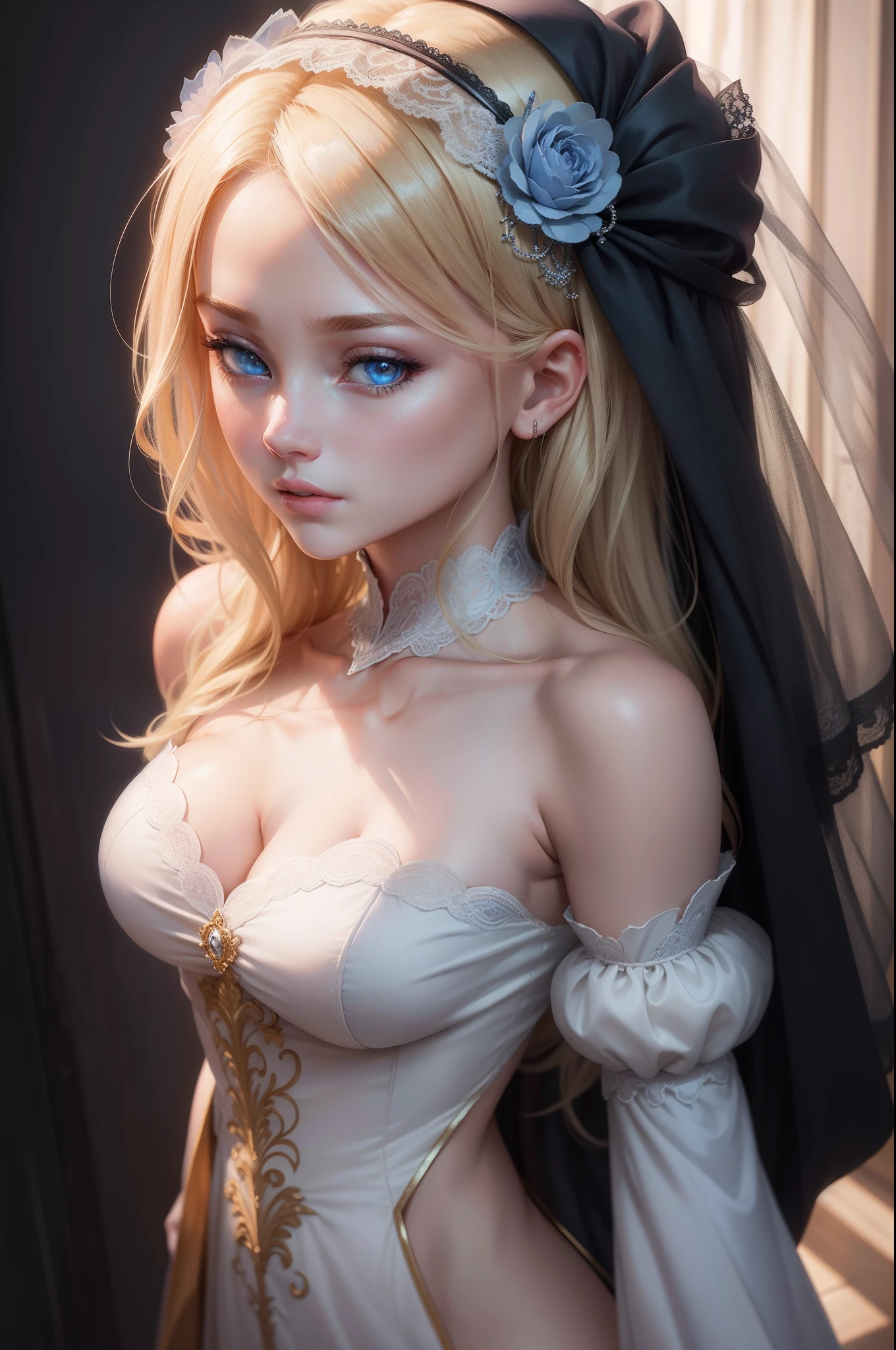 Blonde woman with blue eyes and veil on head、Soft portrait shots 8 k、Photorealistic beautiful face、8K portrait rendering、Realistic beautiful face、beautiful realistic face、photorealistic anime girl render、hyperrealistic beautiful face、8K realistic digital art、realistic digital art 4k、realistic digital art 4 k、very realistic digital art,{{{{full body Esbian}}}},{Dynamic Angle Upper Body,
Dynamic angle from above,
Dynamic angle from behind,
Dynamic Angle Full Body,
Dynamic angle from below,
Dynamic Angle Close-up,
Dynamic Angle Wide Shot