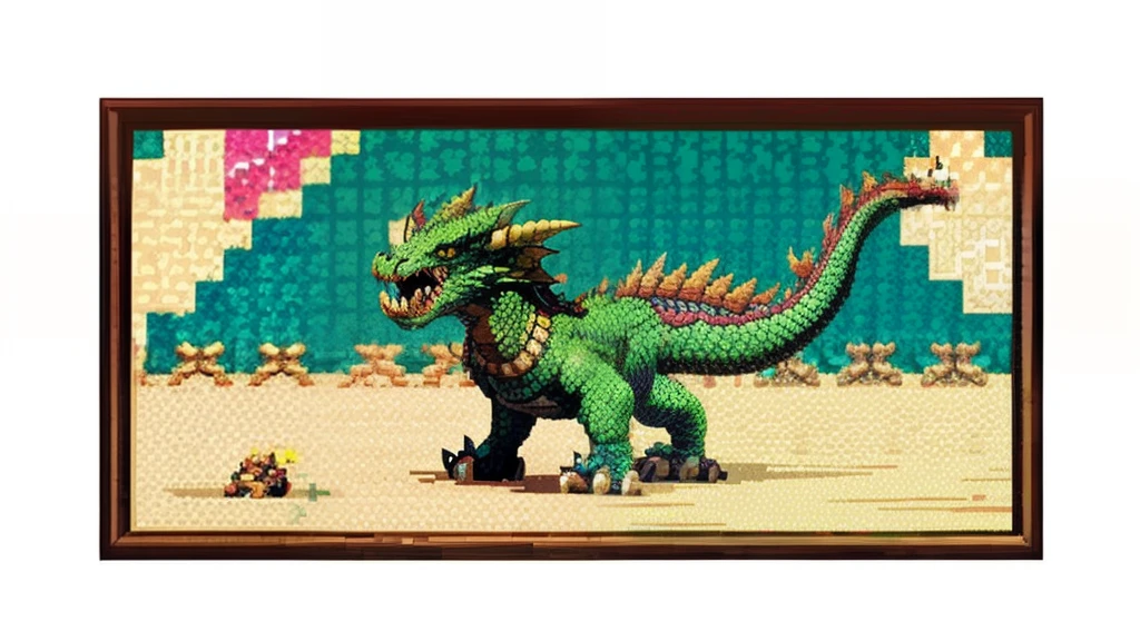 鸟山明风格,Flat pixel games《dragon quest》,Game monster design,(a Oriental Dragons:1.4),Full body like,16-bit pixels