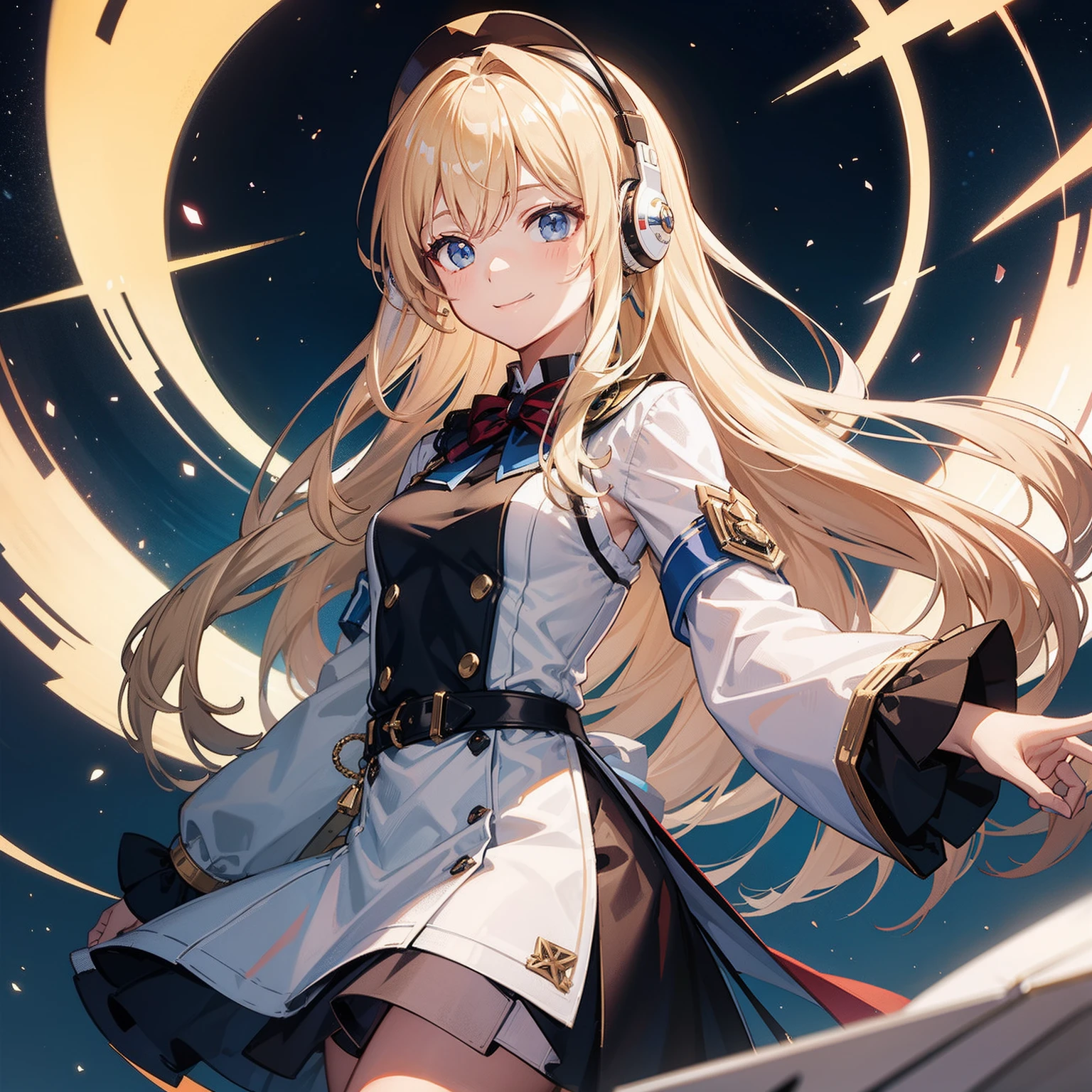 masterpiece top-quality A smile Embarrassed Girl headphones longshot Virtual space