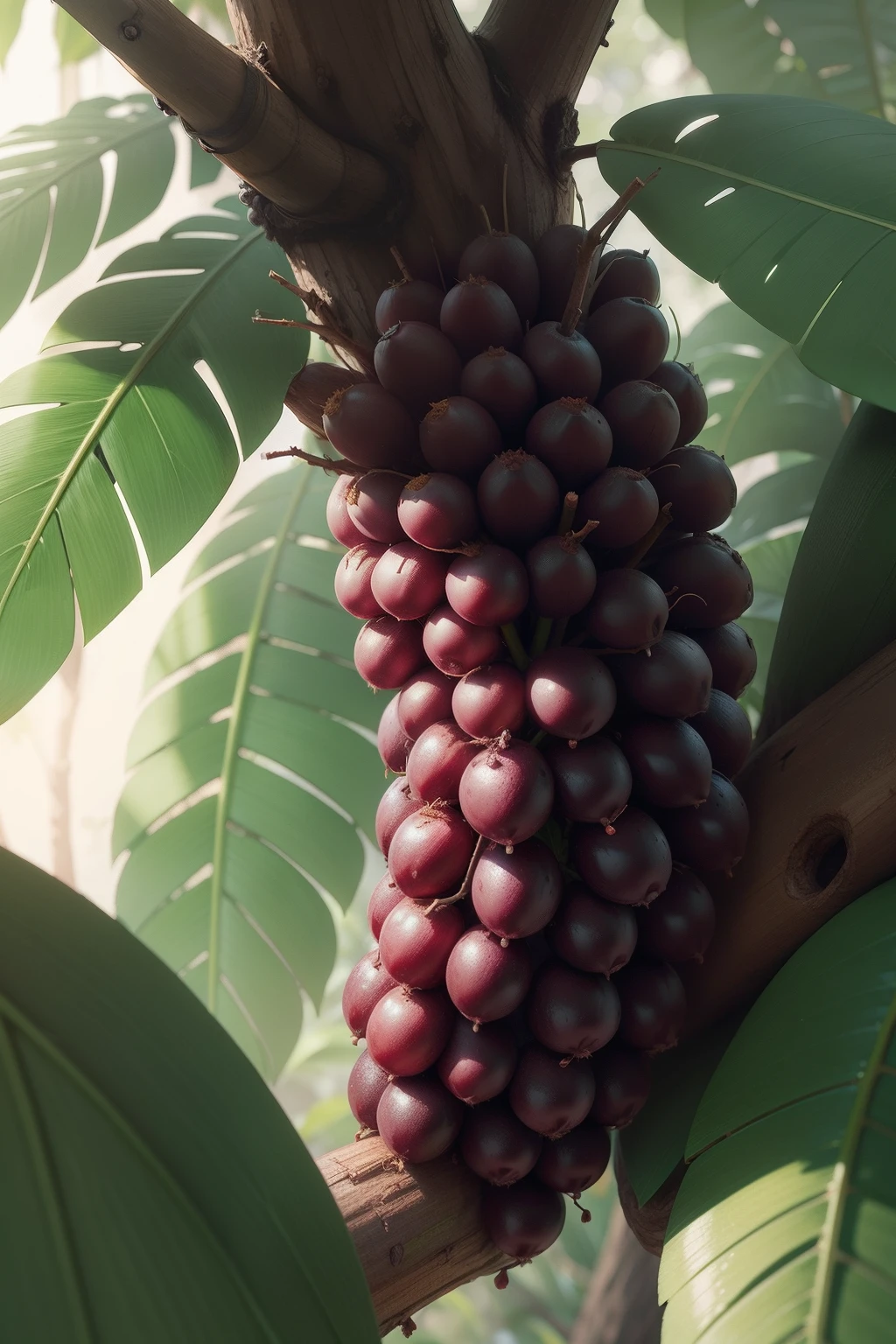 Illustration of an acai growing on a tree