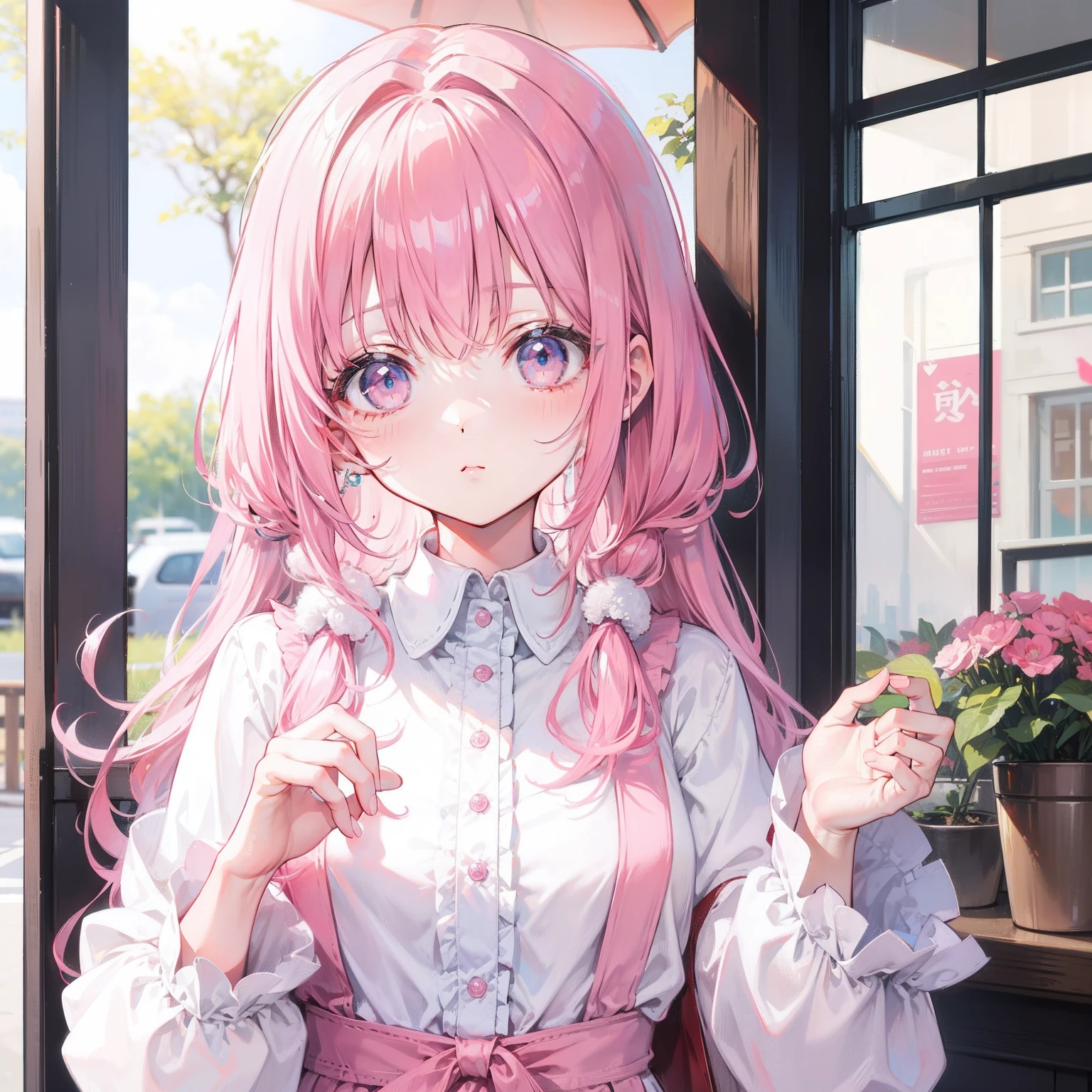 Pink bangs,Cute girl
