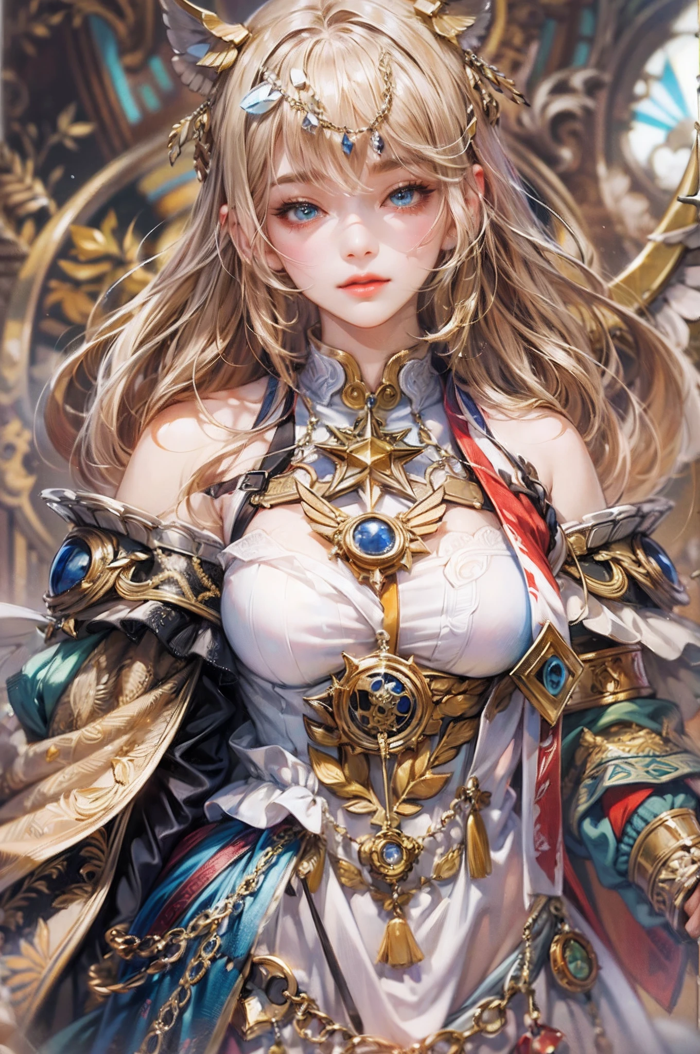 absurdres, highres, ultra detailed, HDR), masterpiece, best quality, anime, mobile legends character , fine detailed face, anime eyes, hd background details, detailed clothes