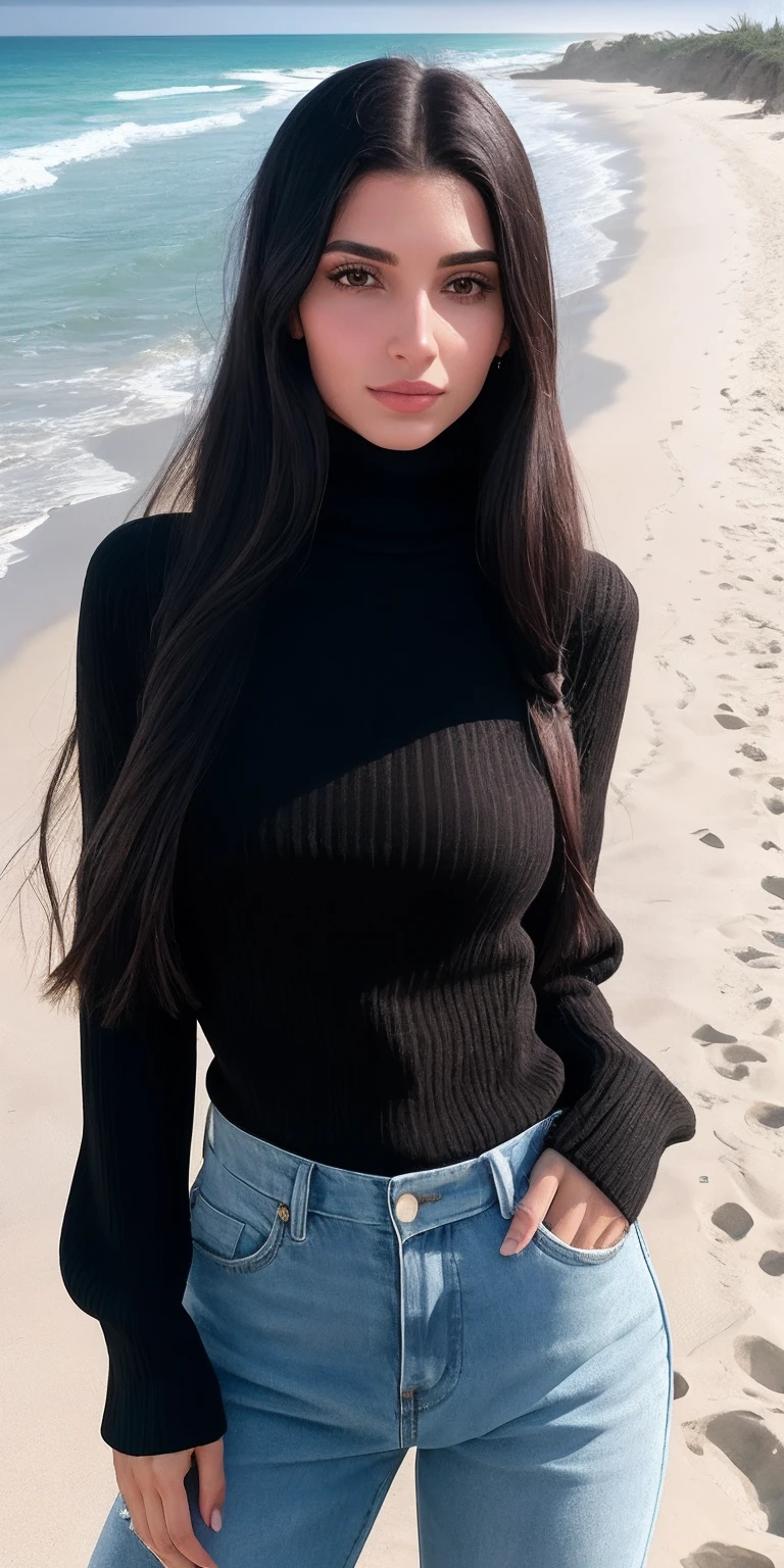 arafed woman with long hair and a black turtleneck sweater, Retrato Sophie Mudd, lindo modelo jovem, Kailee Mandel, Pokimane, Jodie Bateman, Jovana Rikalo, Anna Nikonova aka Newmilky, Taran Dasha, Angelina Stroganova, menina jovem bonita, Alina Ivanchenko, Mia Kischner na praia