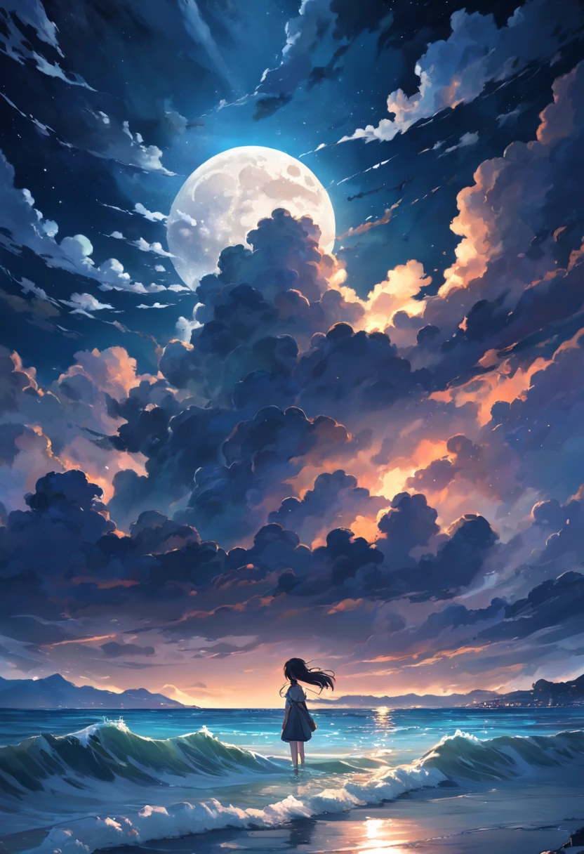 Water, Mare, Clouds, the night, fullmoon