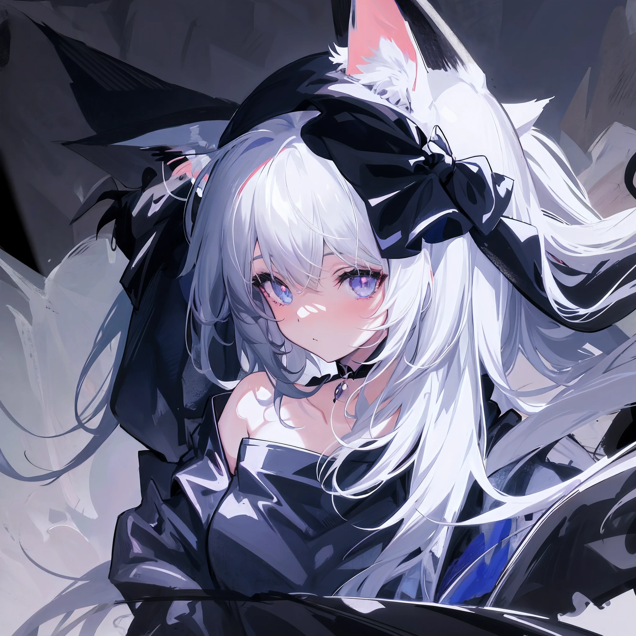 Anime girl with white hair, black ears and black cat ears, style of anime4 K, anime girl with cat ears, Very beautiful anime cat girl, beautiful anime catgirl, From Arknights, White Cat Girl, Anime art wallpaper 8 K, zerochan art, cute anime catgirl, anime catgirl, Anime art wallpaper 4 K, Anime art wallpaper 4k