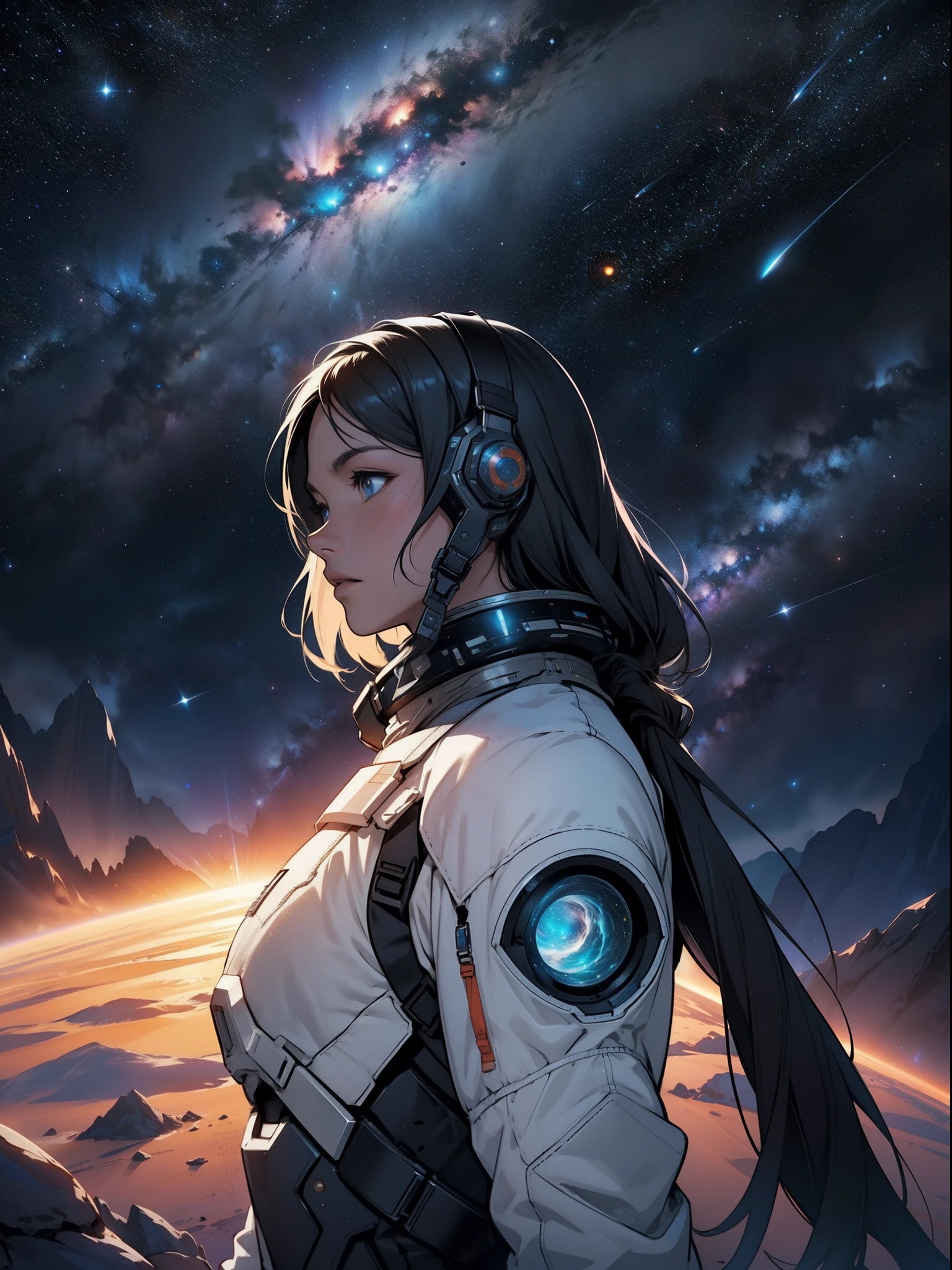 "Interstellar: epic space exploration, breathtaking cosmic vistas, futuristic spacecraft, intergalactic journey, awe-inspiring celestial scenes, distant star systems, ethereal nebulae, grandeur of the universe, cosmic mysteries unraveling, surreal interstellar landscapes."