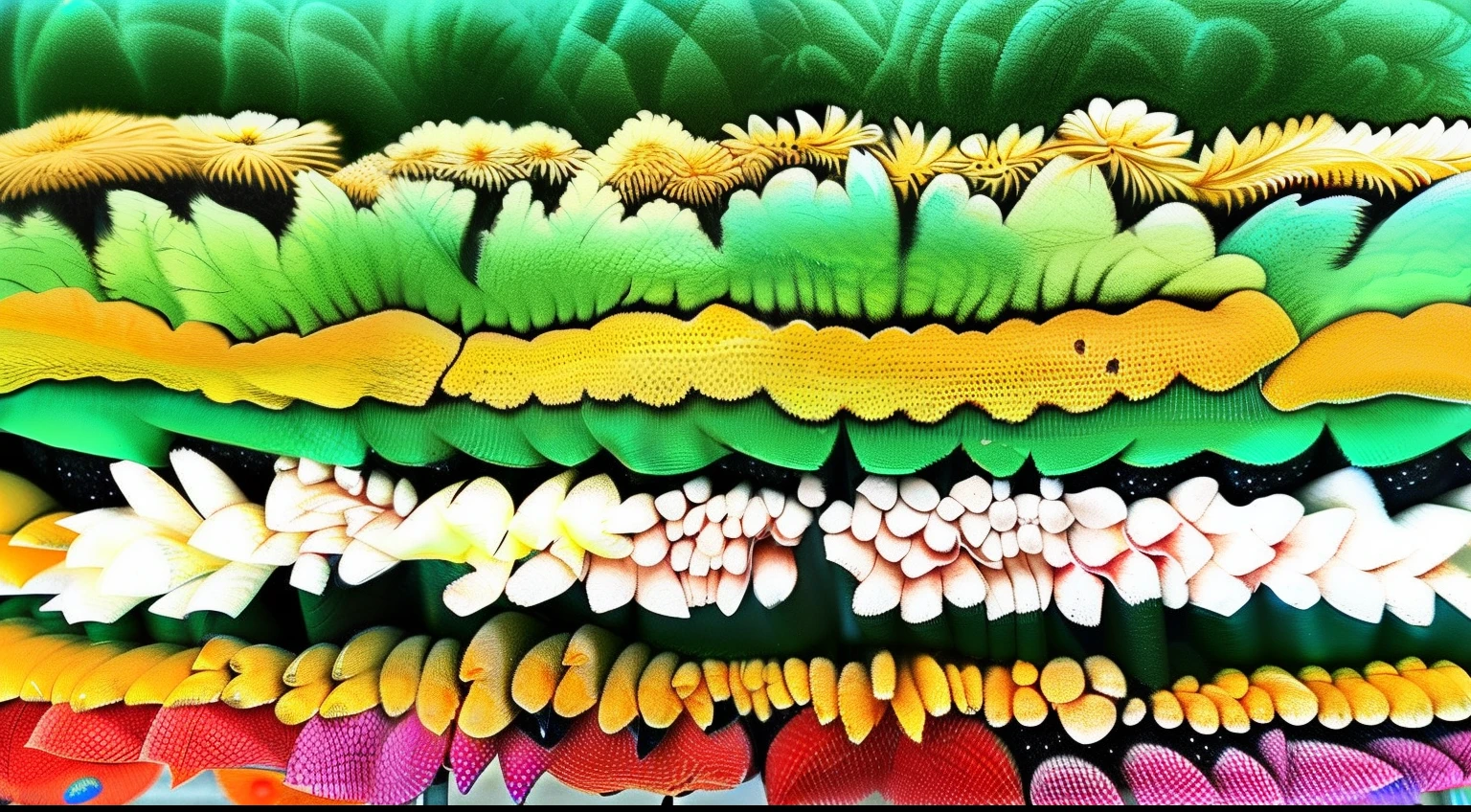 (Alfombra de flores naturales, tapete de flores festivo ).Crea una fascinante obra de arte abstracta con un enfoque en la fluidez y el movimiento. Utilice una paleta de colores rica y diversa, Blend tones seamlessly to evoke a sense of continuous movement. Explore the interplay between softness, Suave, Sharp shapes, Dynamic edges. Deja que los colores sangren y se mezclen, giving the impression of swirling currents or energetic vibrations. Incorporar elementos de la naturaleza, like gentle curves that resemble ocean waves, Vibrant bursts reminiscent of blooming flowers, or power lines that resemble gusts of wind. He fuses these natural motifs with abstract forms to create a harmonious and captivating composition.... Embrace the idea of serendipity and spontaneity while allowing colors and shapes to take shape organically. Anima a la obra de arte a desarrollarse como un viaje, invitar al espectador a explorar e interpretar las profundidades del paisaje abstracto. This work of art should inspire a sense of wonder and fascination.., Atraer a los espectadores a su fascinante mundo de colores y formas. The blend of abstraction and nature will transport observers to a realm of imagination and excitement...., leaving a lasting impression of beauty and creativity.