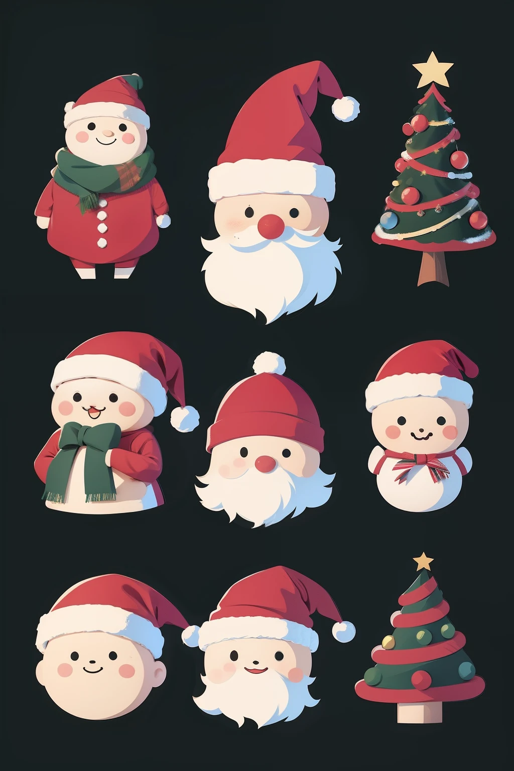 create 10 different christmas stickers illustrations