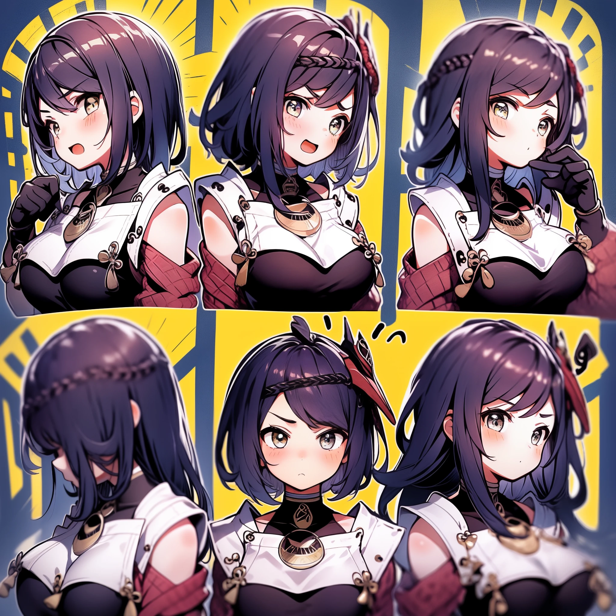 1 Cute Girl,9 tables,9 poses and expressions,Black strokes,Different emotions,10