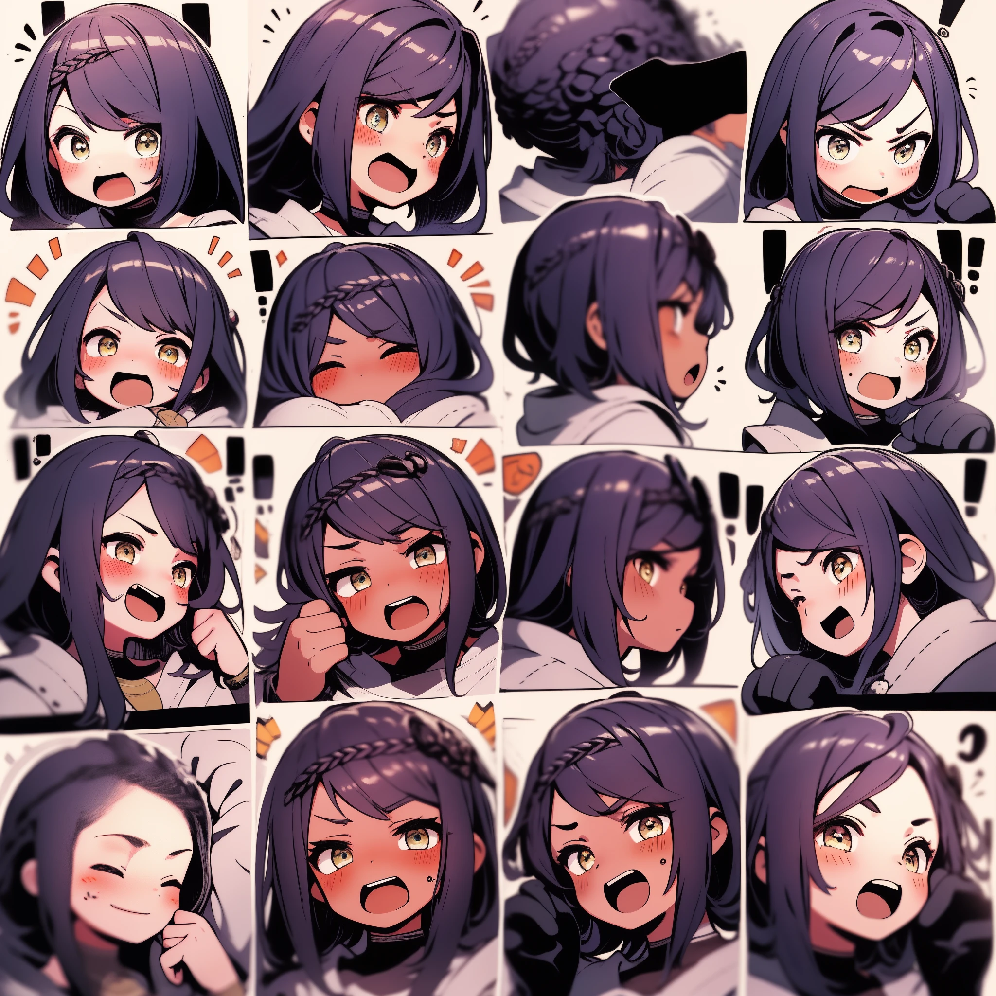 1 Cute Girl,9 tables,9 poses and expressions,Black strokes,Different emotions,10