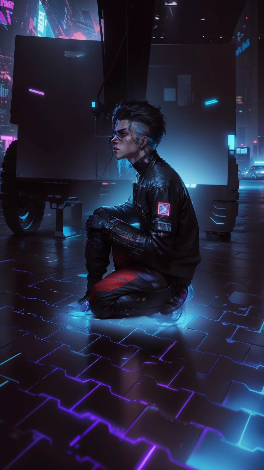 Change background cyberpunk handsome boy, realistic face, 8k, ultra realistic,