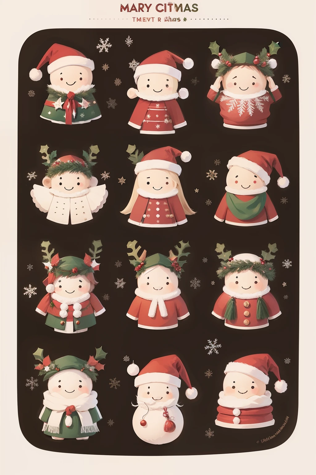 Create 10 Different Christmas Sticker Illustrations