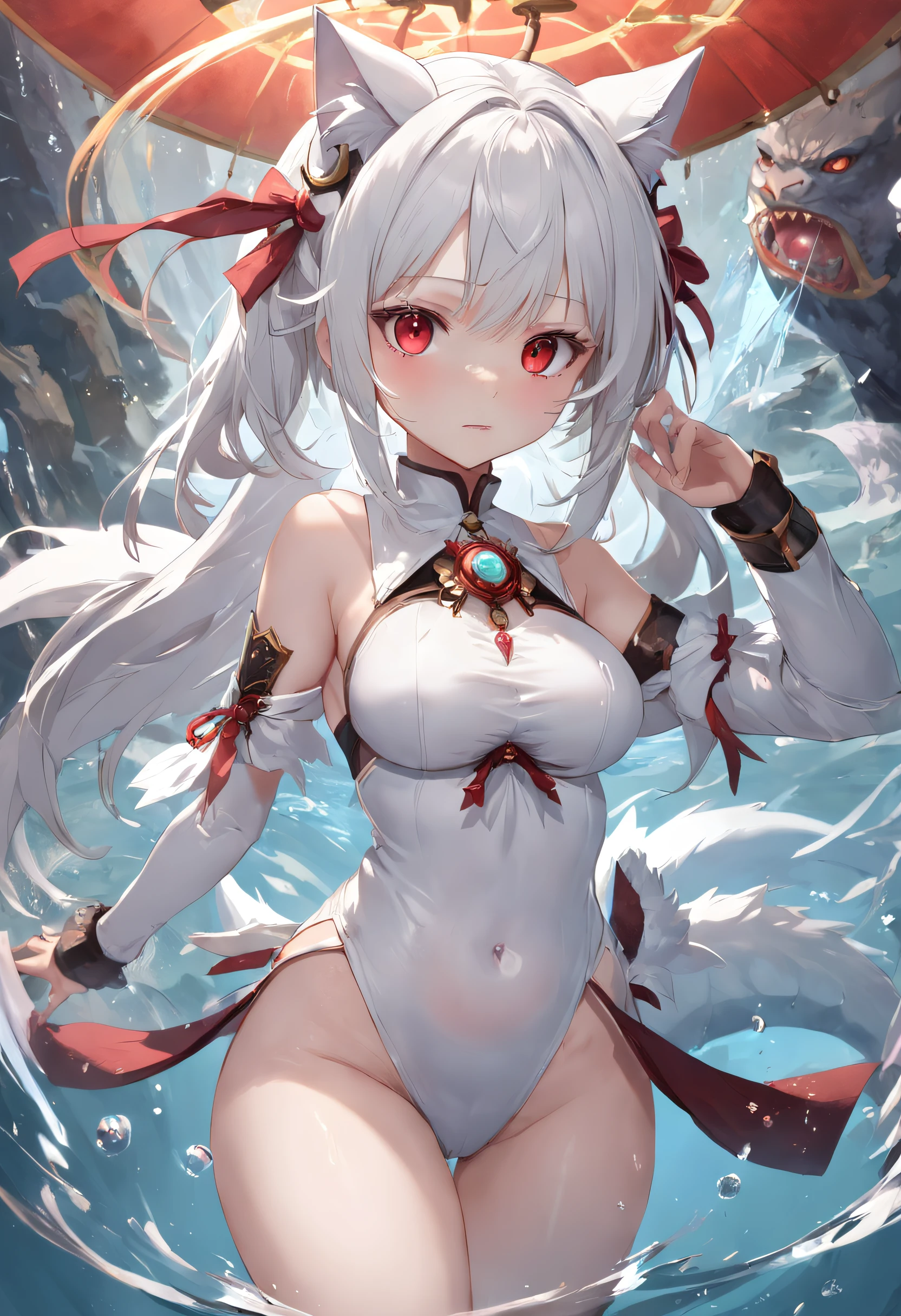 (extremely detailed CG unity 16k wallpaper:1.1), (Denoising strength: 1.45), (tmasterpiece:1.37), [((Delicate arms and hands), (hands on hilt), Highly Detailed beautiful and aesthetic, extremely detailed CG unity 8k wallpaper, ((ultra-detailed)), ((an extremely delicate and beautiful)), (painting), (high close up:0.8), (High Score), Ultra Detail, Detail, Wallpaper, clock, [crystal| dragon], ((break out)), (floating water:1.2), (()), (((cat ears))), white hair, (deep red eyes:1.5), (the dragon is around the girl), clock, (prims:1.4), ((break out)), (floating water:1.2), Perfect female body, slender waist, neat figure, ((loli(((cat ears))), white hair, (deep red eyes:1.5), (shining eyes), (twintails), hair_bow, hair ribbon, ((illustration)), god rays, sparkle, glowing light, (((masterpiece))), (((best quality)))  [((samurai sword)):crystal:0.9] [((dragon)):(prims):0.3] [((dragon)):((prims)):0.3] [((samurai sword)):crystal:0.9] [((crystal)) :dragon:0.8]