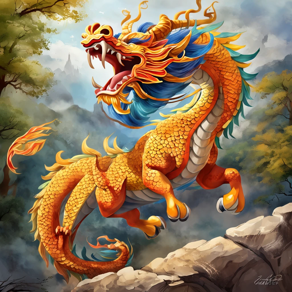 ighly detailed, masterpiece, fantastic quality, Ultra-high-definition CG images, Perfect litthing, realistic shadow, magnificent scene, Chinese Dragon (The body is a horse),dramatic sky, vivd colour.