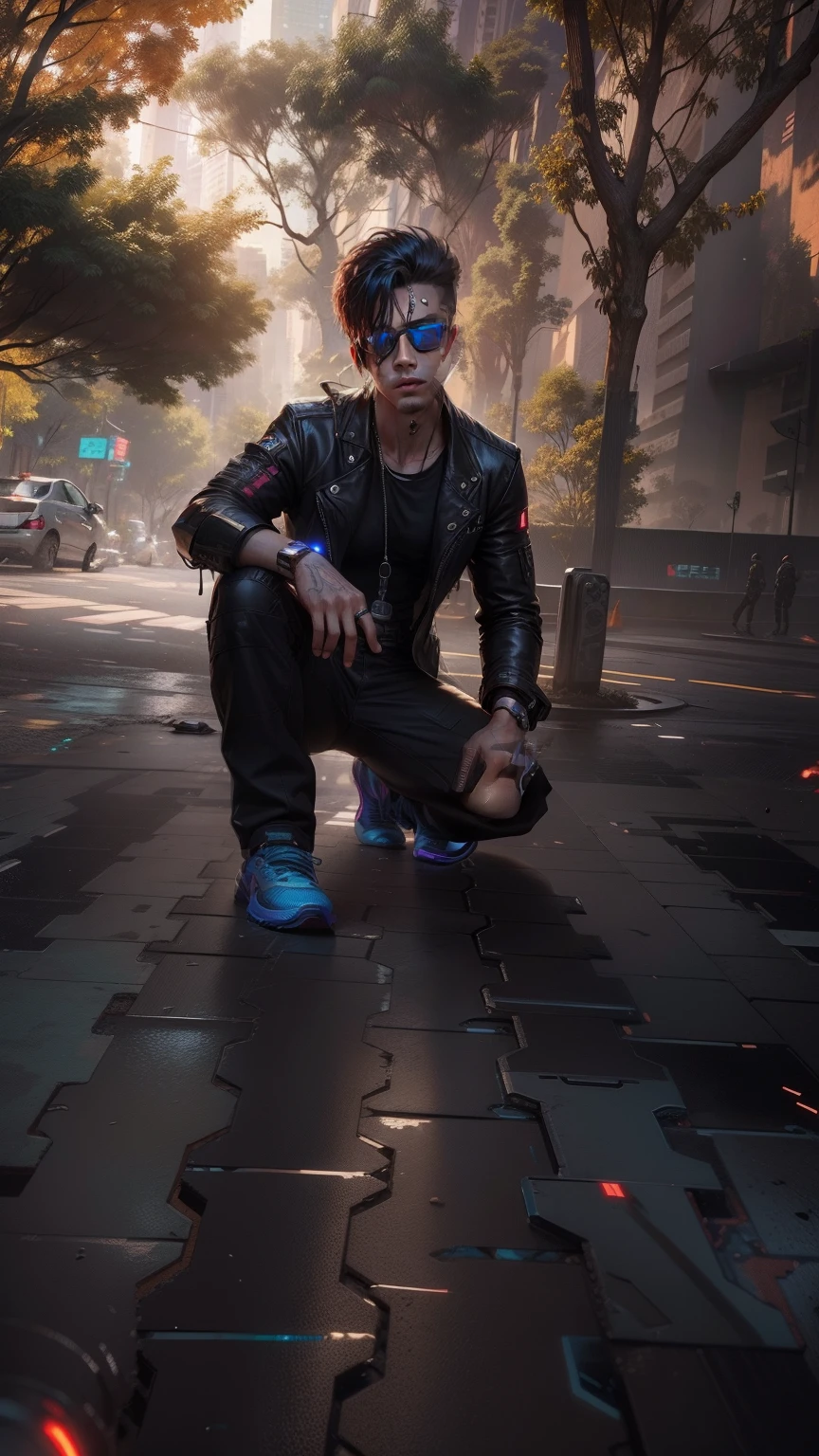Change background cyberpunk handsome boy, realistic face, 8k, ultra realistic,