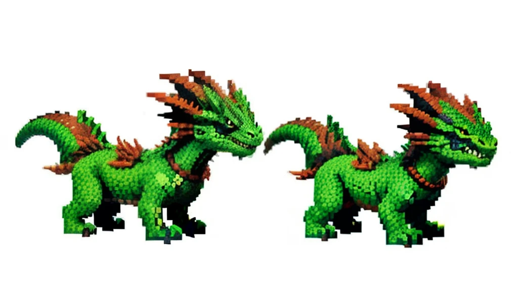 鸟山明风格,Flat pixel games《dragon quest》,Game monster design,(a Oriental Dragons:1.4),Full body like,16-bit pixels