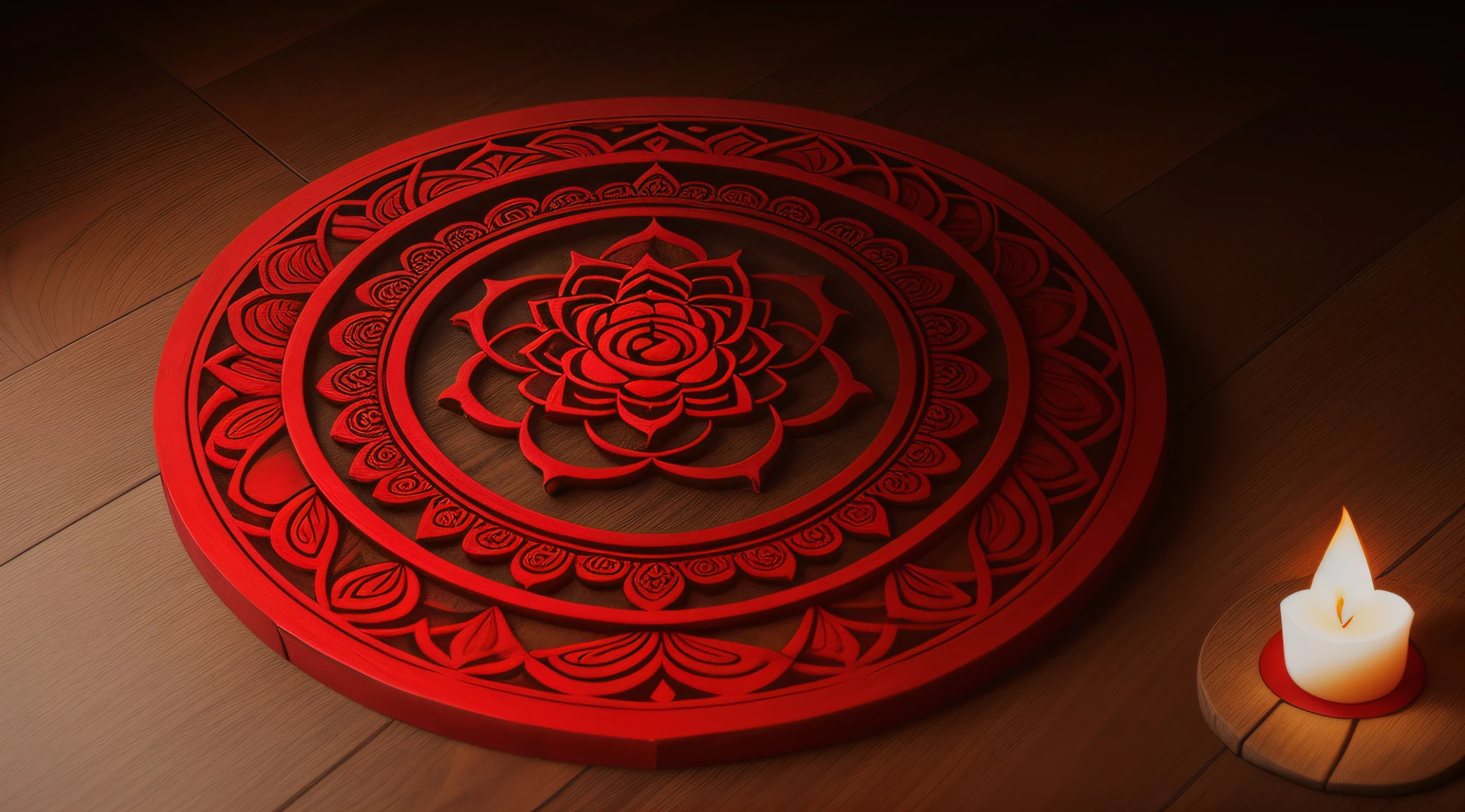 muladhara, the root chakra, mandala, 4 petaled stylized lotus with a square inside a red circle