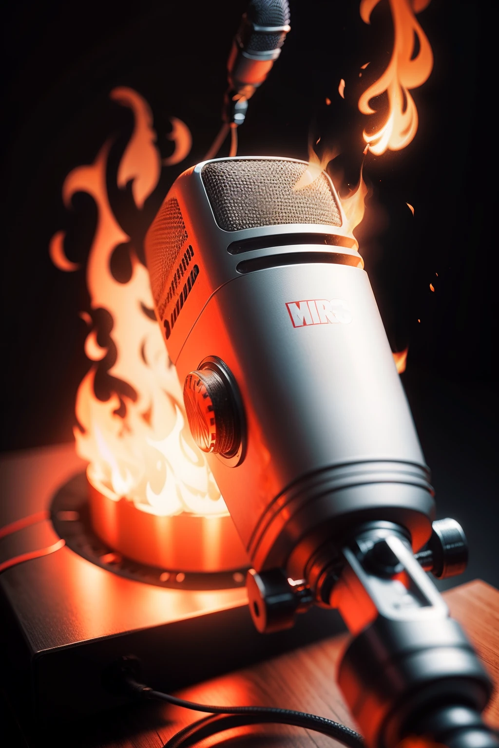 microphone on fire