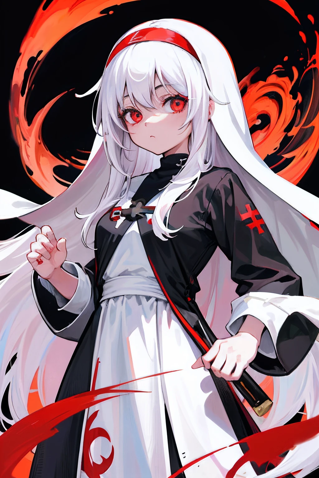 （（Bestquality，8k，Jeizuo：1.3）），1girle，hakuhatsu，Red eyes，Innocent