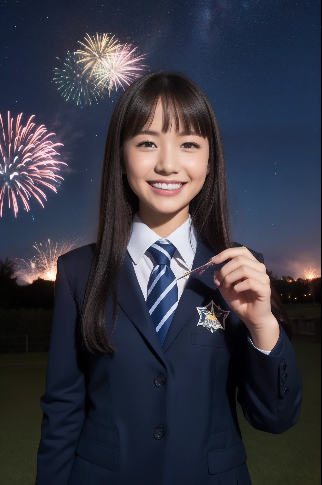 A smile、hi-school girl、校服、While doing fireworks、starrysky、Aurora