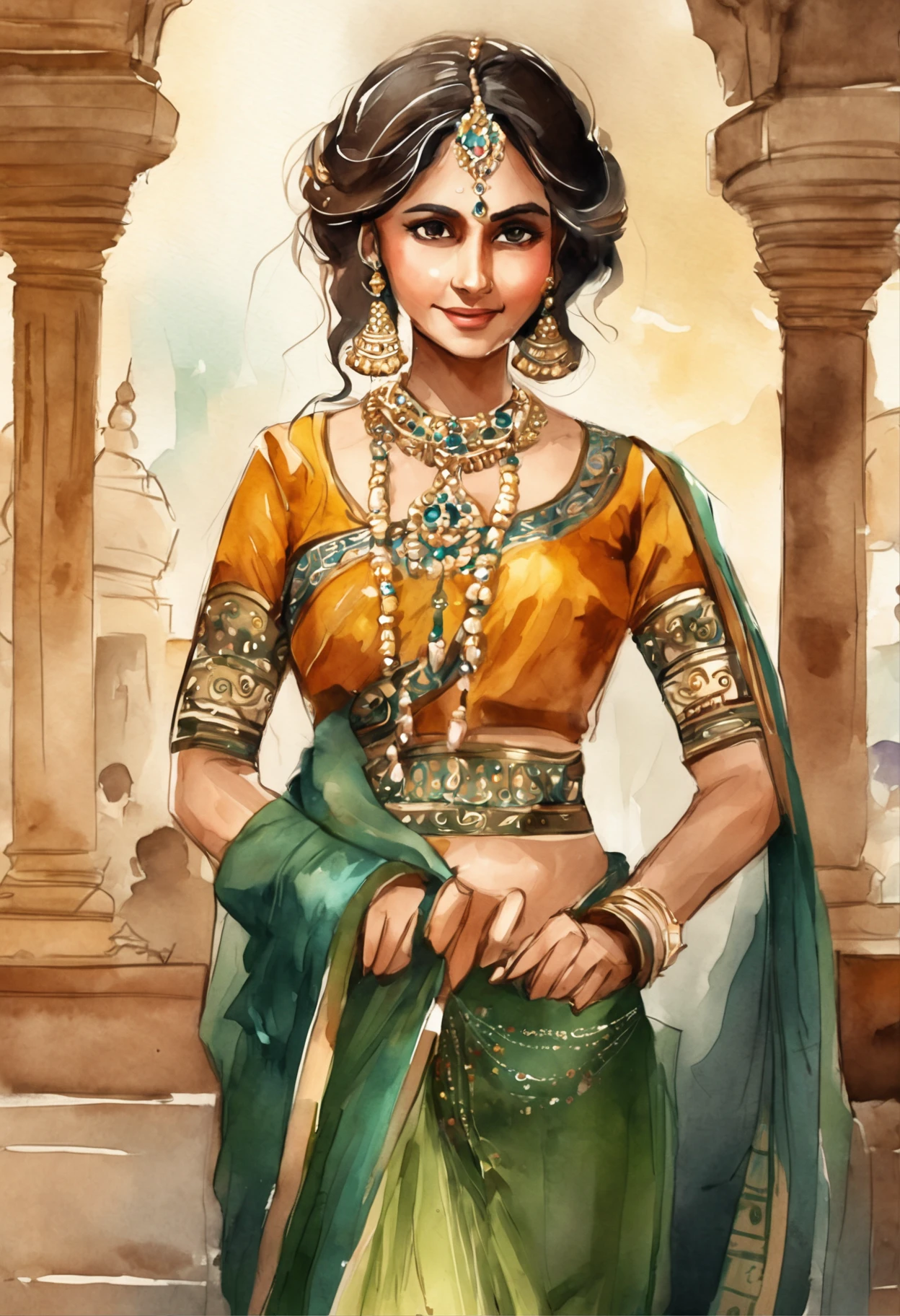 (masterpiece, best quality, realistic),
1girl, background, indian dress, dancing, intricate, dark green dress, gold, indian palace, india, indian person, banquet, crowd, picking up skirt, darker skin,
[slight smile],
