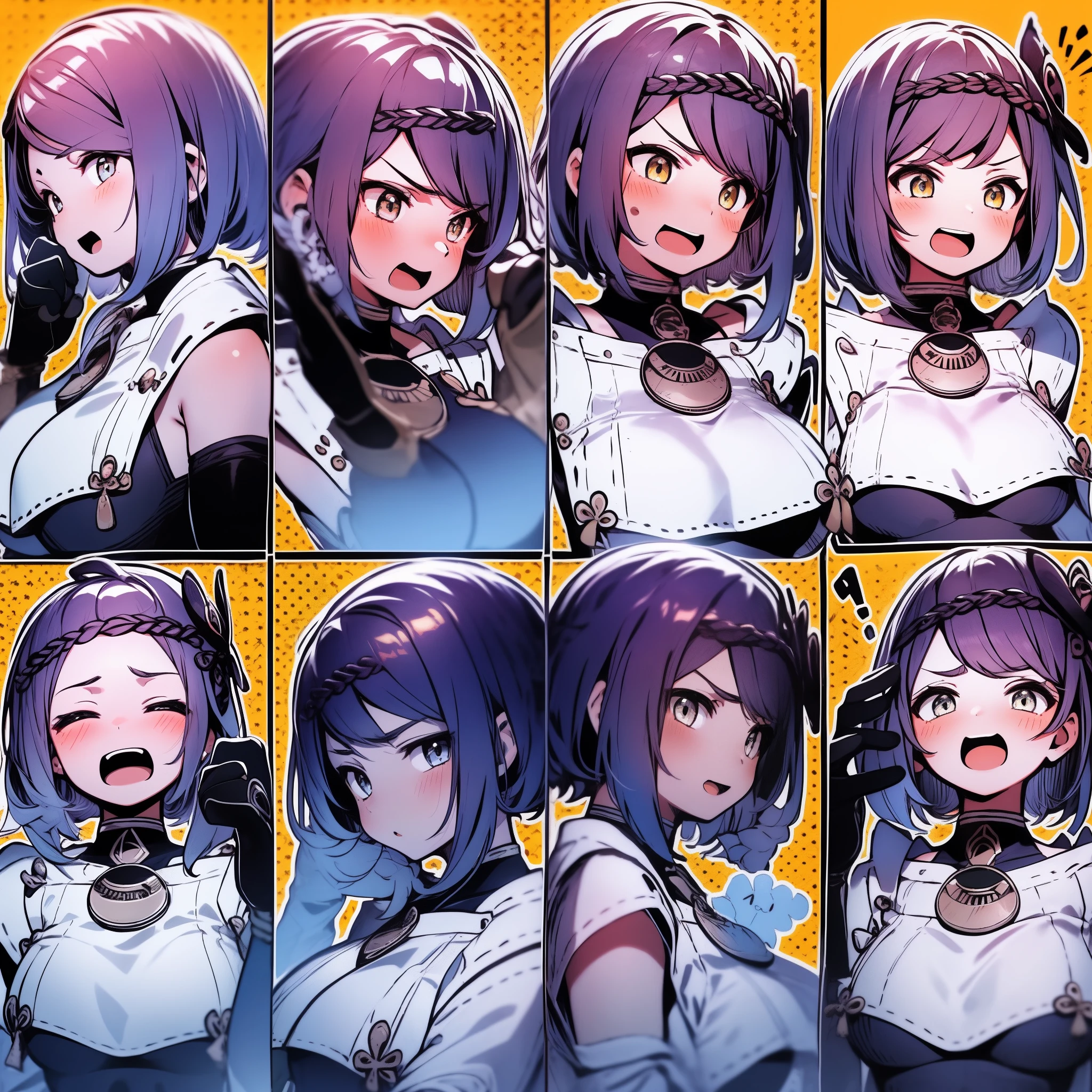 1 Cute Girl,9 tables,9 poses and expressions,Black strokes,Different emotions,10