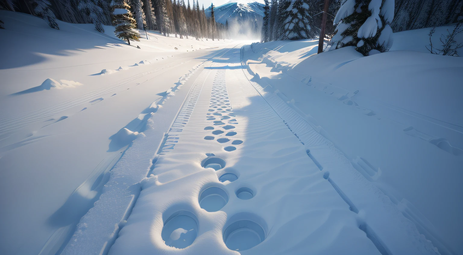 snowfield，Bear footprints，game footage