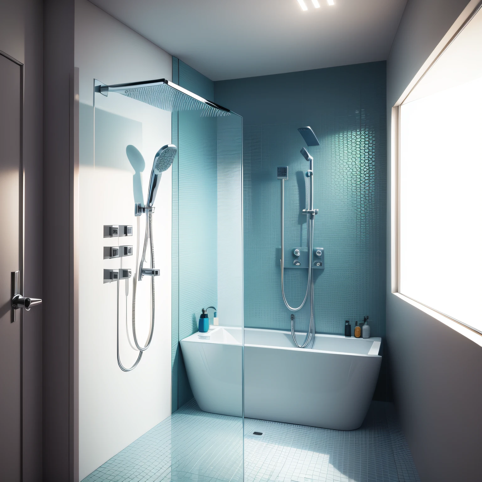 Modern Shower bathroom with Shower Hardware