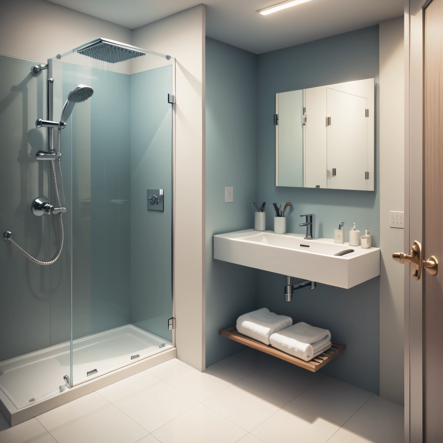 Modern Shower bathroom with  Faucets and Valves