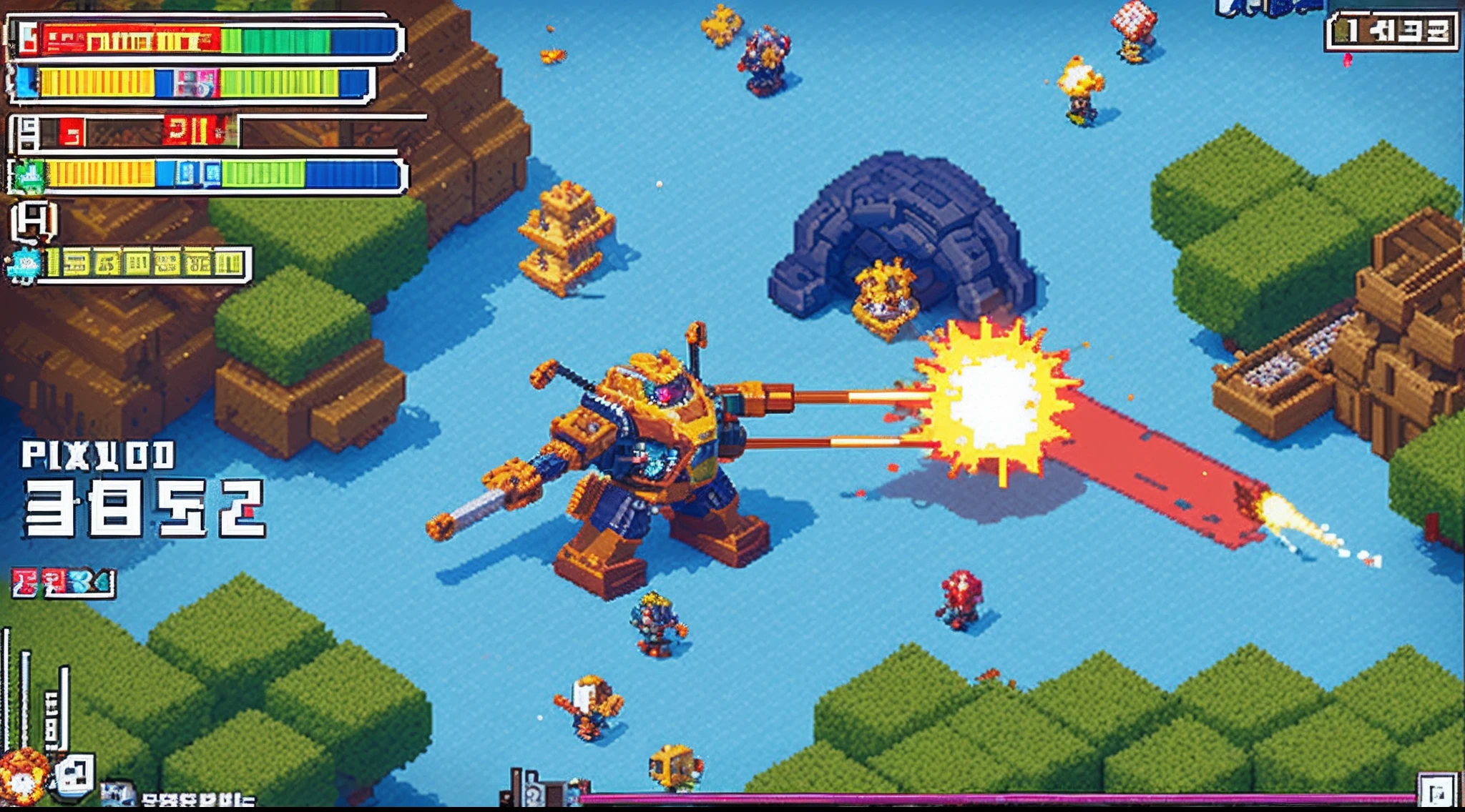 pixel game，character  design，super mecha，All kinds of artillery， Pixel art #pixelart