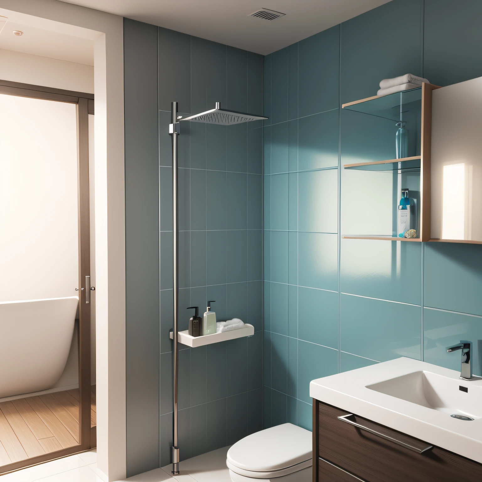 Modern Shower bathroom with Shower Niche and Shelf