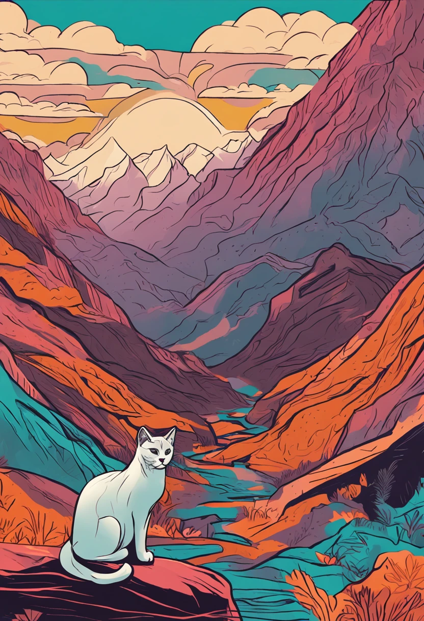 mountains with cats