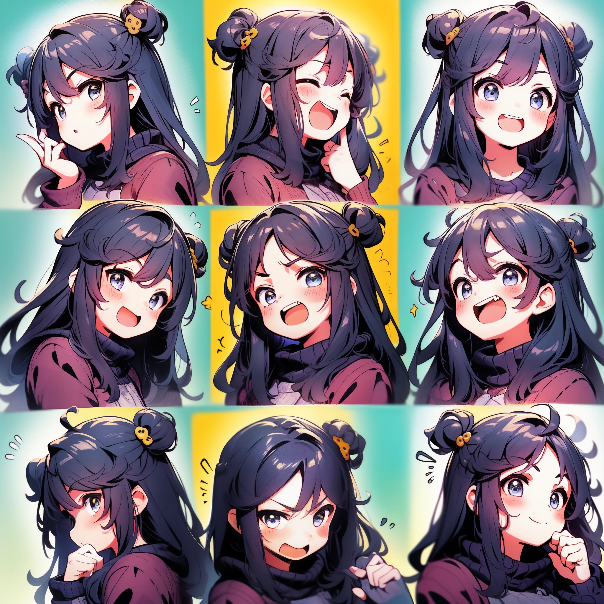 1 Cute Girl，9 tables，9 poses and expressions，Different emotions，10