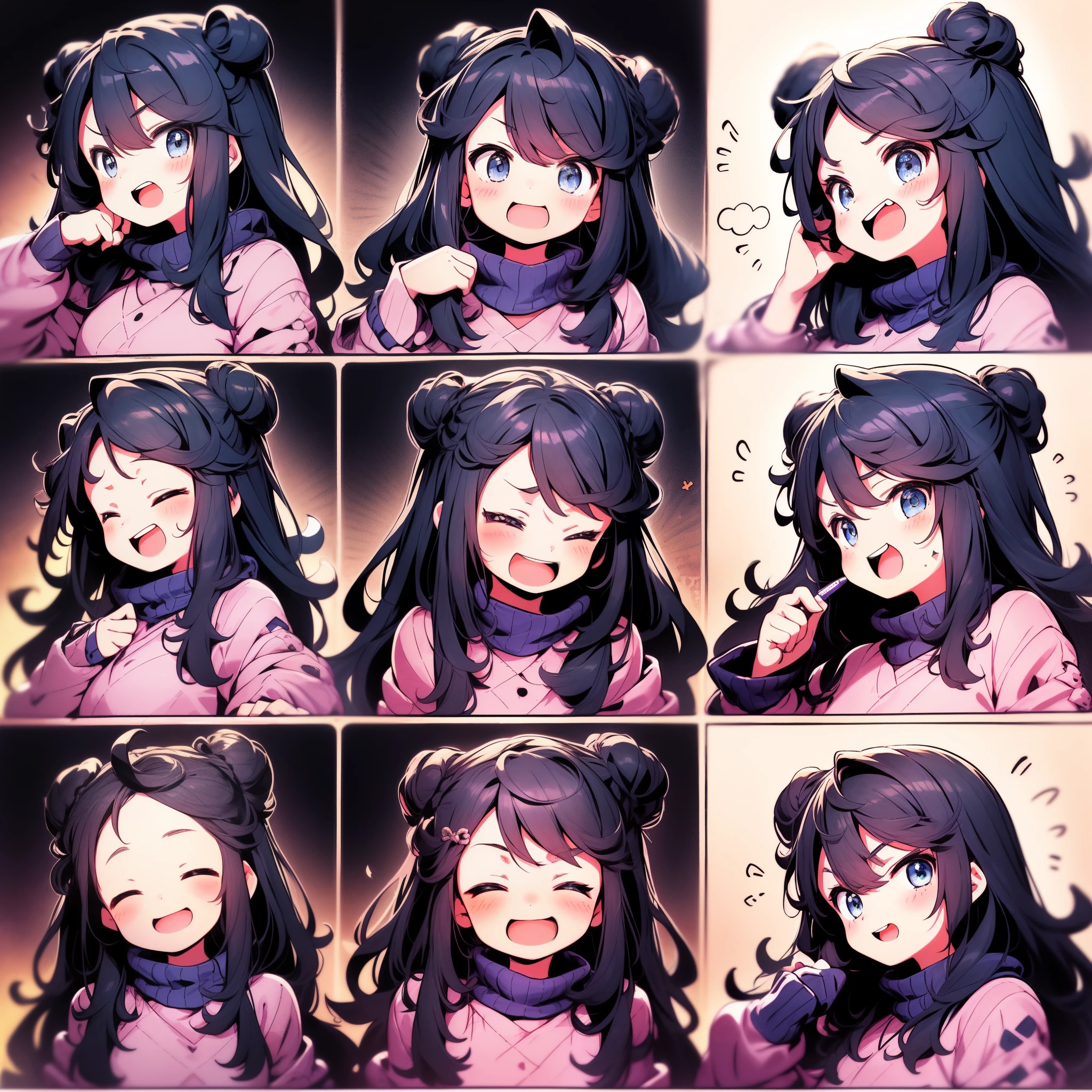 1 Cute Girl，9 tables，9 poses and expressions，Different emotions，10