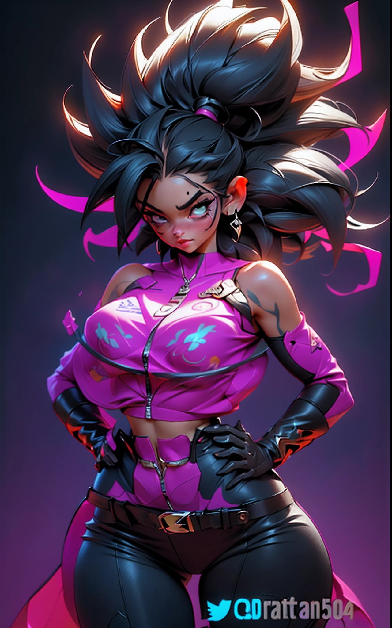 ((Best quality)), ((perfect masterpiece)), (detailed: 1.4), (Absurd), (((full body, curvy body, enormously gigantic tits, cleavage showing)), (((black hair woman, blushing, full pouting pink lips))), 21-year-old woman, Beautiful sexy busty woman, giant robot pilot, wild with perfect curvy body, wearing mecha battle armor little clothing, tiny thong, tons of tattoos and piercings, clothing with Japanese cyberpunk graphic patterns, halftone pattern and vertical stripes, earth tone, coming out of the body of a giant robot