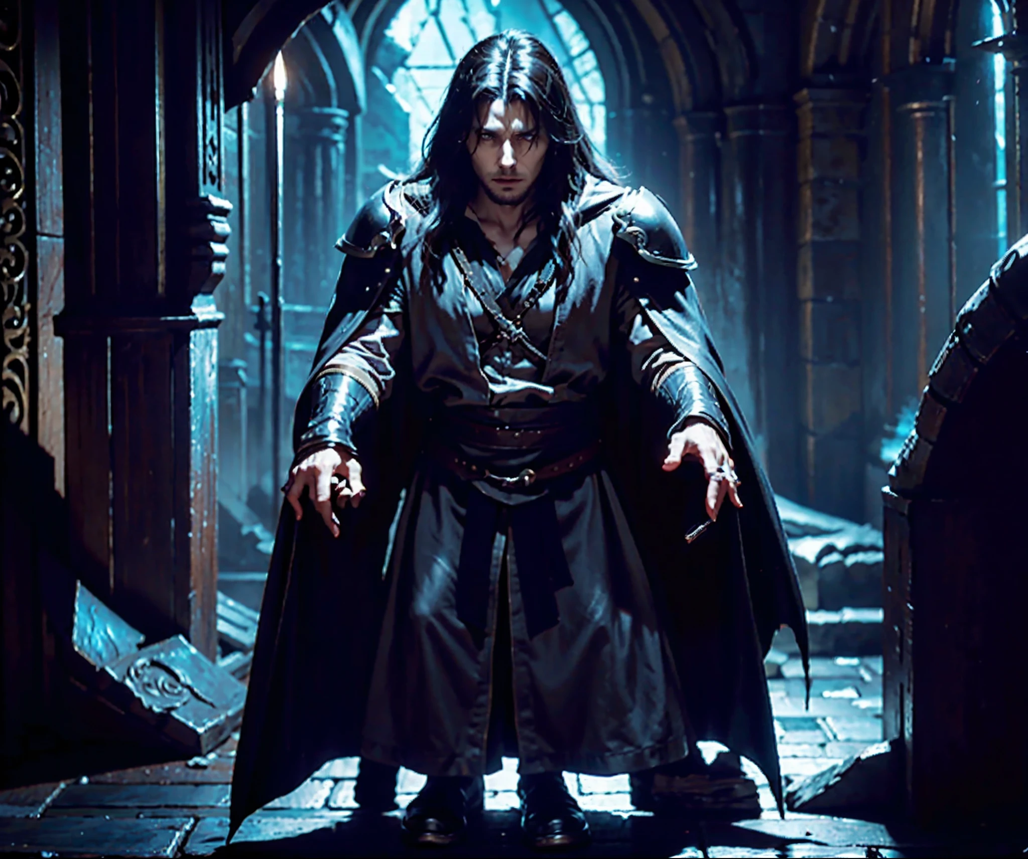 Composez une description vivante du monde sombre et gothique de 'Castlevania: Lords of the Shadows.Explore the treacherous landscapes, Obsessive castles, and the epic battle between the Brotherhood of Light and the Dark Ones. Highlight the journey of protagonist Gabriel Belmont as he embarks on a quest to defeat evil and save the world from the grip of supernatural creatures. Plongez dans la riche narration du jeu, Action intense, and complex traditions that captivate players in this action-adventure masterpiece."