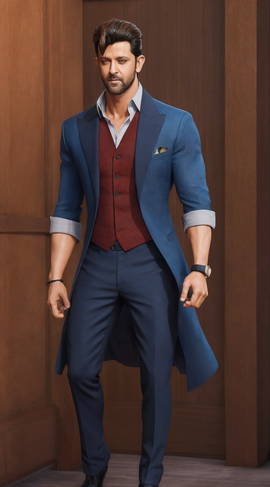 "Replace the face with the original CG of Hrithik Roshan's face."