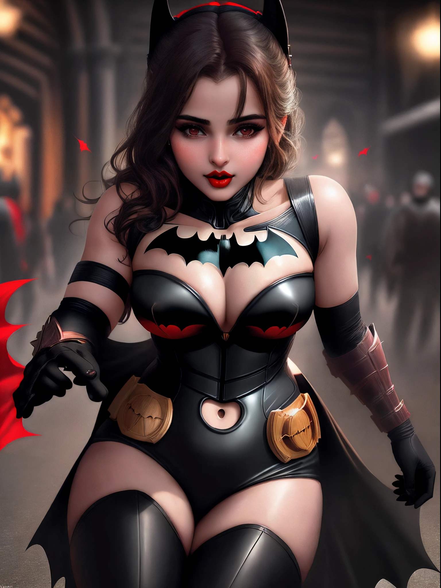 Batman sexy girl, remove mass, red colour lips, bada wala sthan,
