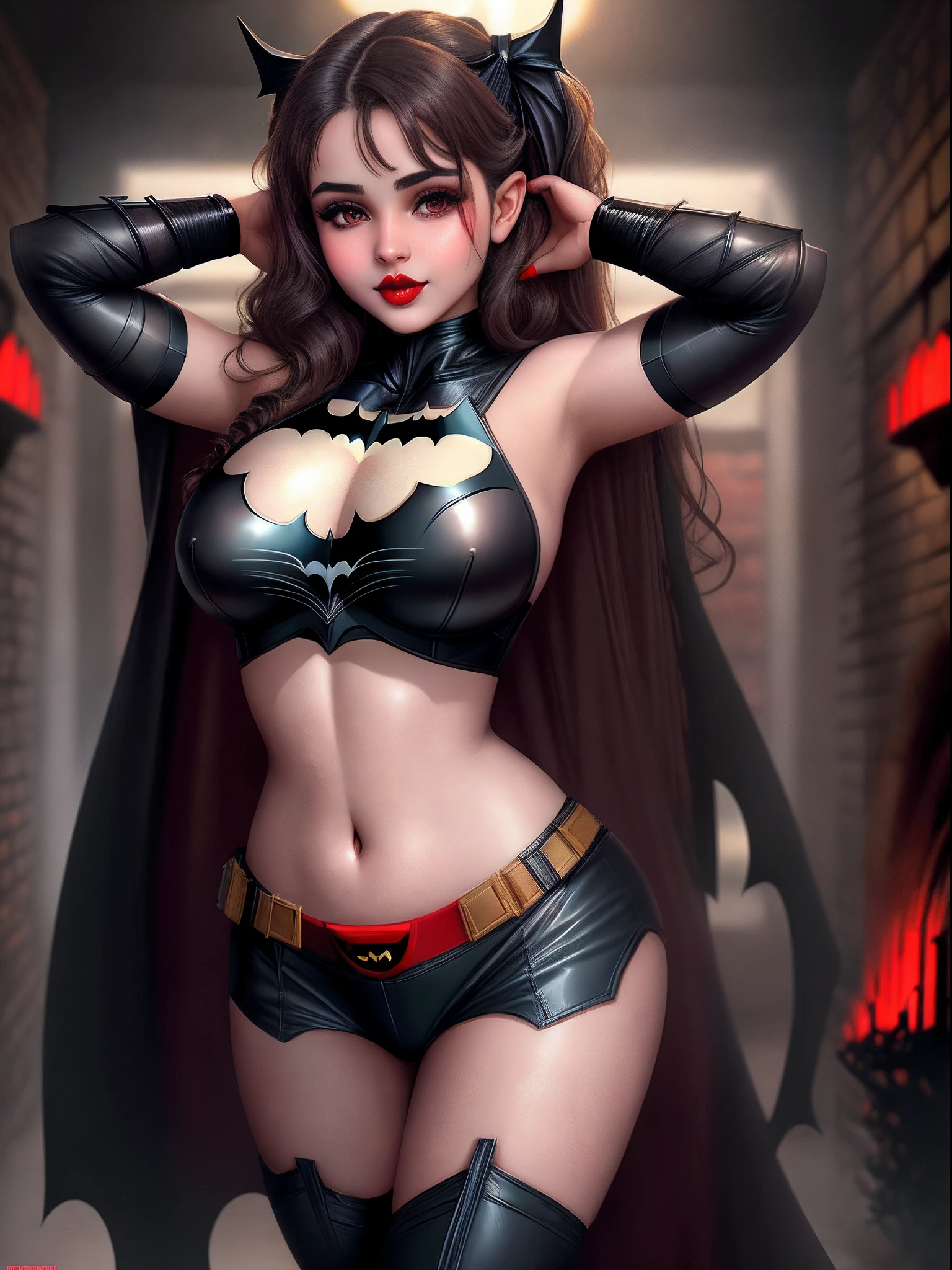 Batman sexy girl, remove mass, red colour lips, bada wala sthan,