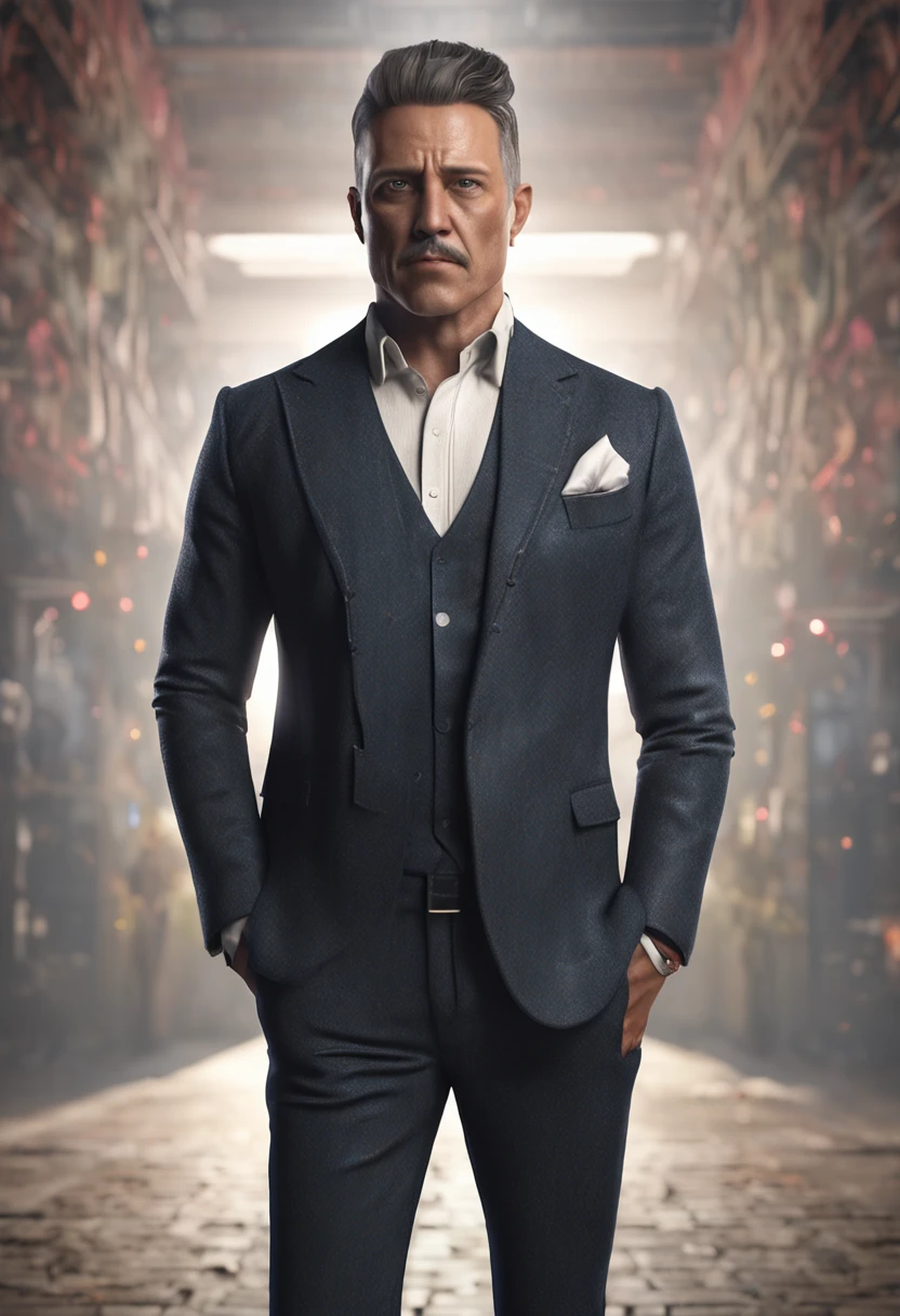 A full body shoot handsome man wearing casual blazer, tatto on his neck, piercing on ears and nose. Use elegance color. Detailed face, full body shoot, detailed symmetric hazel eyes with circular iris, realistic, stunning realistic photograph, 3d render, octane render, intricately detailed, cinematic, trending on artstation, Isometric, Centered hipereallistic cover photo, awesome full color, hand drawn, dark, gritty, mucha, klimt, erte 12k, high definition, cinematic, neoprene, behance contest winner, portrait featured on unsplash, stylized digital art, smooth, ultra high definition, 8k, unreal engine 5, ultra sharp focus, intricate artwork masterpiece, ominous, epic, TanvirTamim, trending on artstation, by artgerm, h. r. giger and beksinski, highly detailed, vibrant