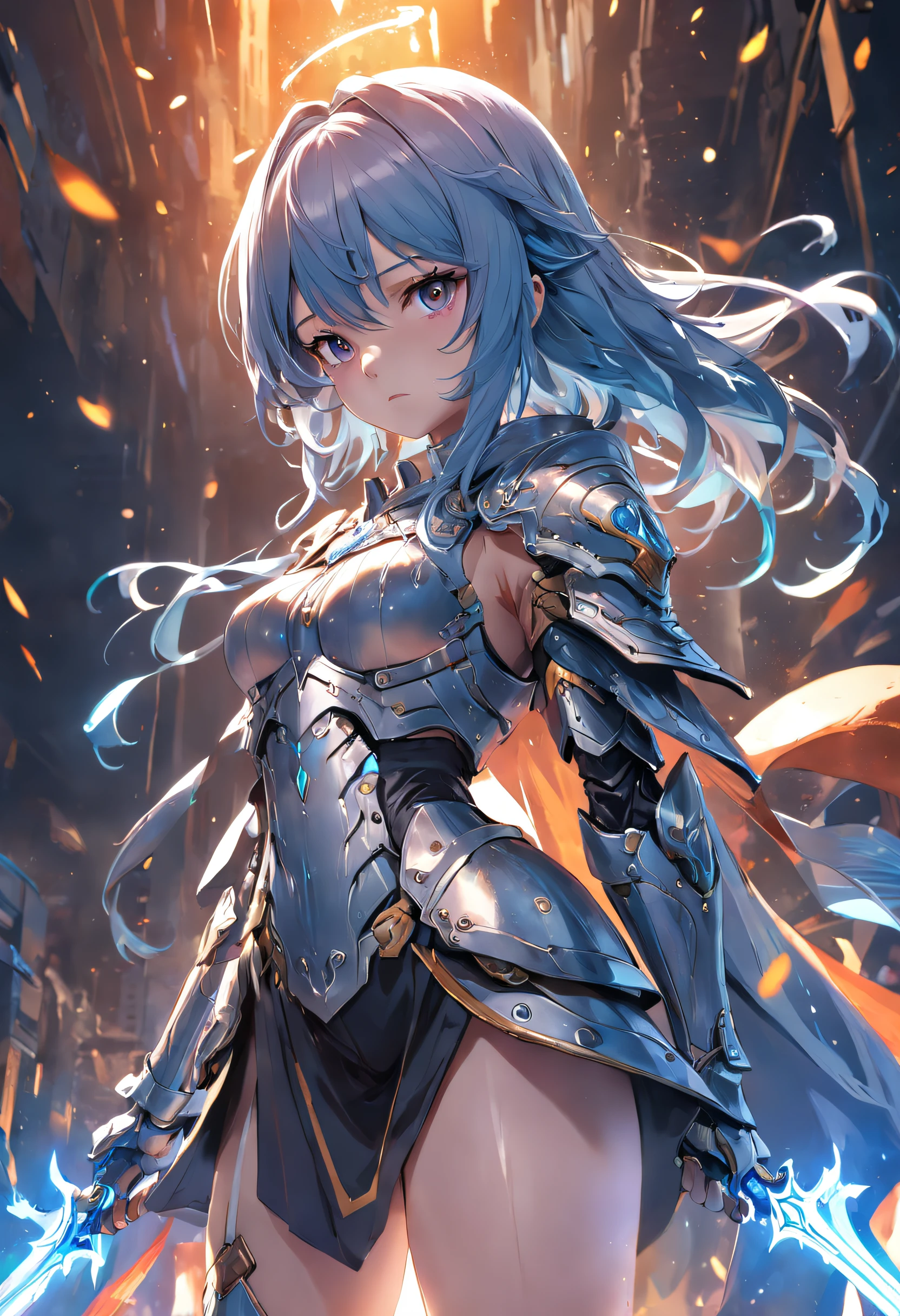 (extremely detailed CG unity 16k wallpaper:1.1), (Denoising strength: 1.45), (tmasterpiece:1.37), ultra-detailed, Knight in Armor, Metal, extremely detailed HD wallpaper, fluorescent, colorful background, cool movement, insanity, dynamic composition, motion, ultra - detailed, Cloak, incredibly detailed, a lot of details, amazing fine details and brush strokes, smooth, hd semirealistic anime cg concept art digital painting, volume, an extremely delicate and beautiful, dynamic angle, floating, painting, solo, full body, 1man, look up, Cloak, dark souls, two arms, realism, god rays, sparkle, glowing light, masterpiece, best quality, 8k