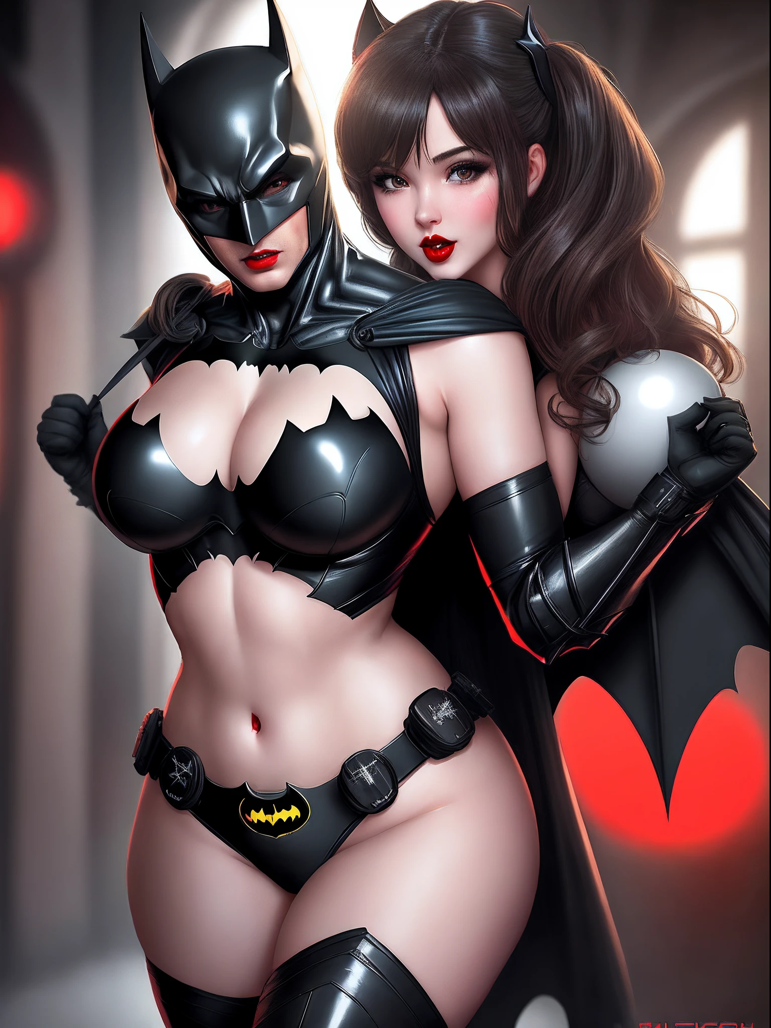 Batman sexy girl, remove mass, red colour lips, white Bal,