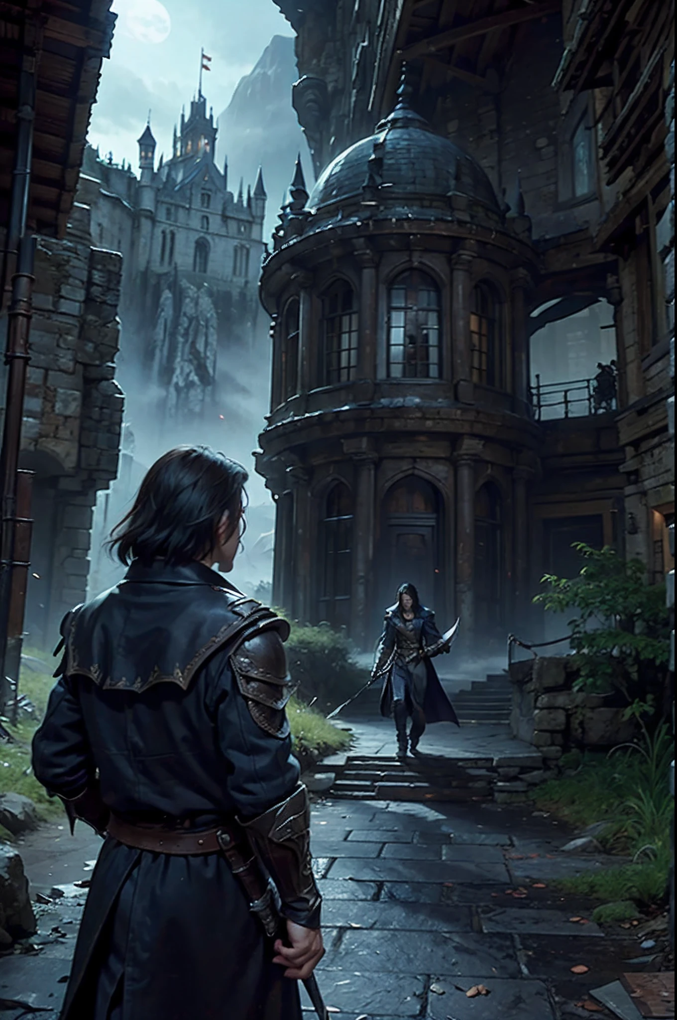 Composez une description vivante du monde sombre et gothique de 'Castlevania: Lords of the Shadows.Explore the treacherous landscapes, Obsessive castles, and the epic battle between the Brotherhood of Light and the Dark Ones. Highlight the journey of protagonist Gabriel Belmont as he embarks on a quest to defeat evil and save the world from the grip of supernatural creatures. Plongez dans la riche narration du jeu, Action intense, and complex traditions that captivate players in this action-adventure masterpiece."hyper realistic super detailed sharp détails