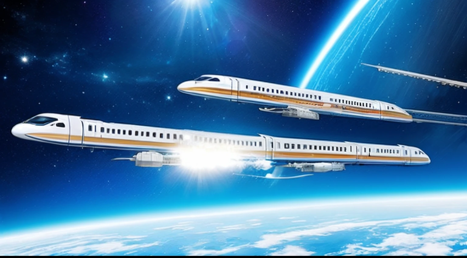 (limited express train) flying ((in space))