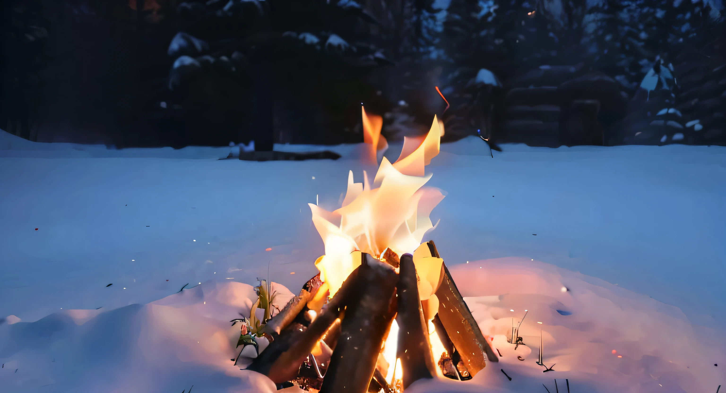 There is a fire burning in the snow, bonfires, bathed in the the glow of a fire, campfires, campfire in background, Outdoor bonfire pit, beautiful fire, bonfires, campfire background, fiery flames, With fire, roaring fire, with lots of fire coming from it, at a campfire at night, fire lit, Winter solstice fire, surrounded with fire