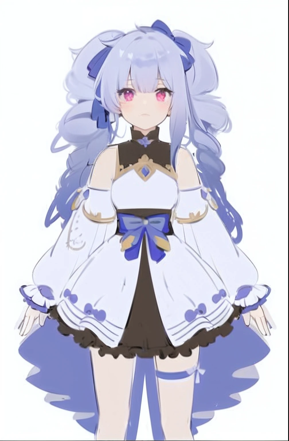 Close-up of a man in a dress,Wearing a bow, anime moe art style, Rem Rezero, cute anime waifu in a nice dress, small curvaceous loli, Ayaka Genshin impact, anime vtuber full body model, anime style like fate/stay night, live2d virtual youtuber model, aqua from konosuba, Anime goddess