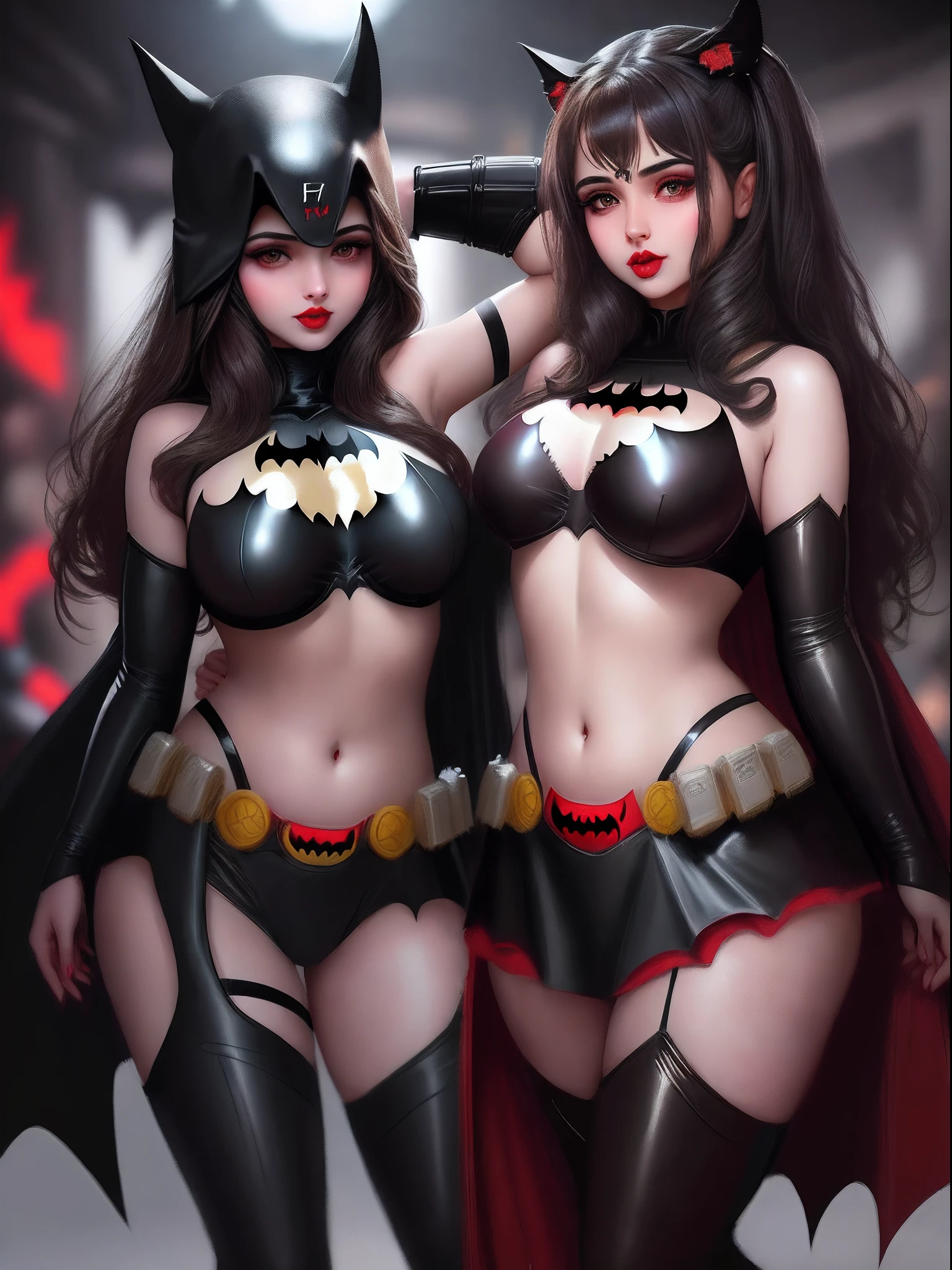 Batman sexy girl, remove mass, red colour lips, bada wala sthan,